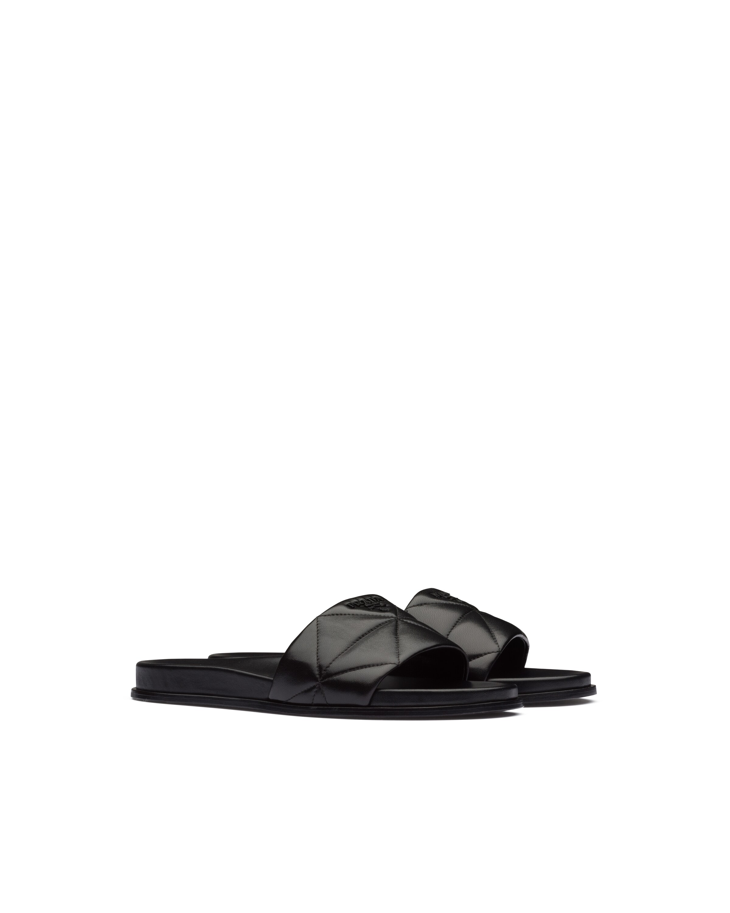 Black Nappa leather slides Prada