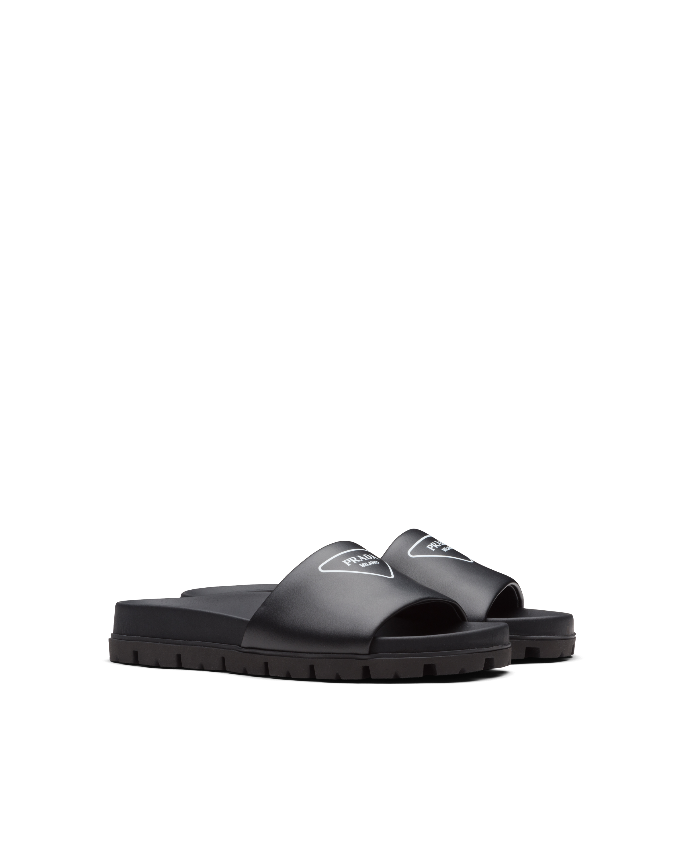 prada silver slides