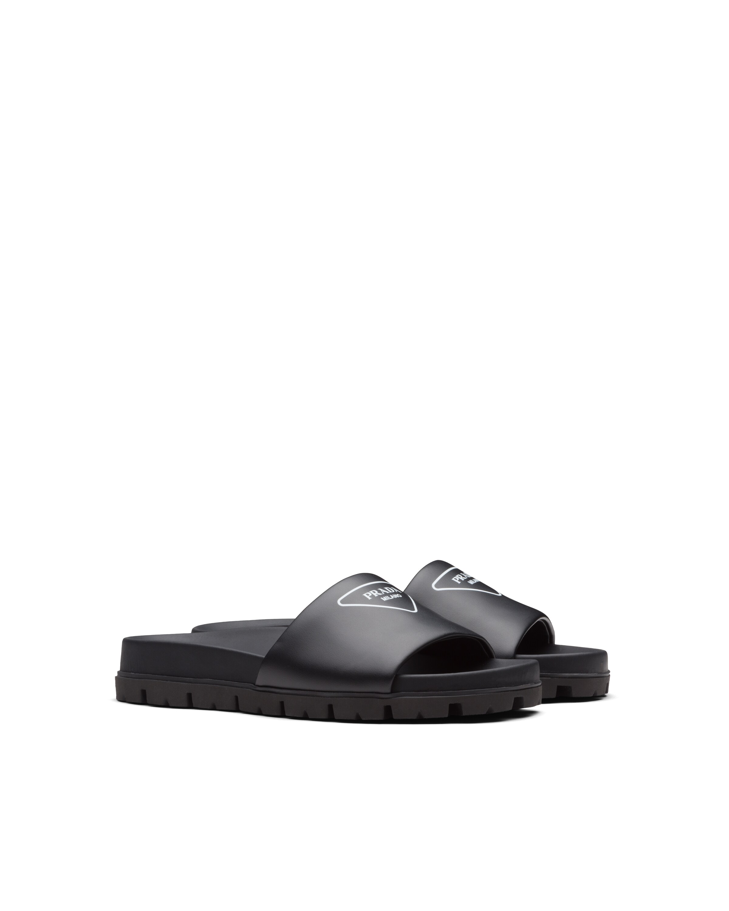 Black Leather slides Prada
