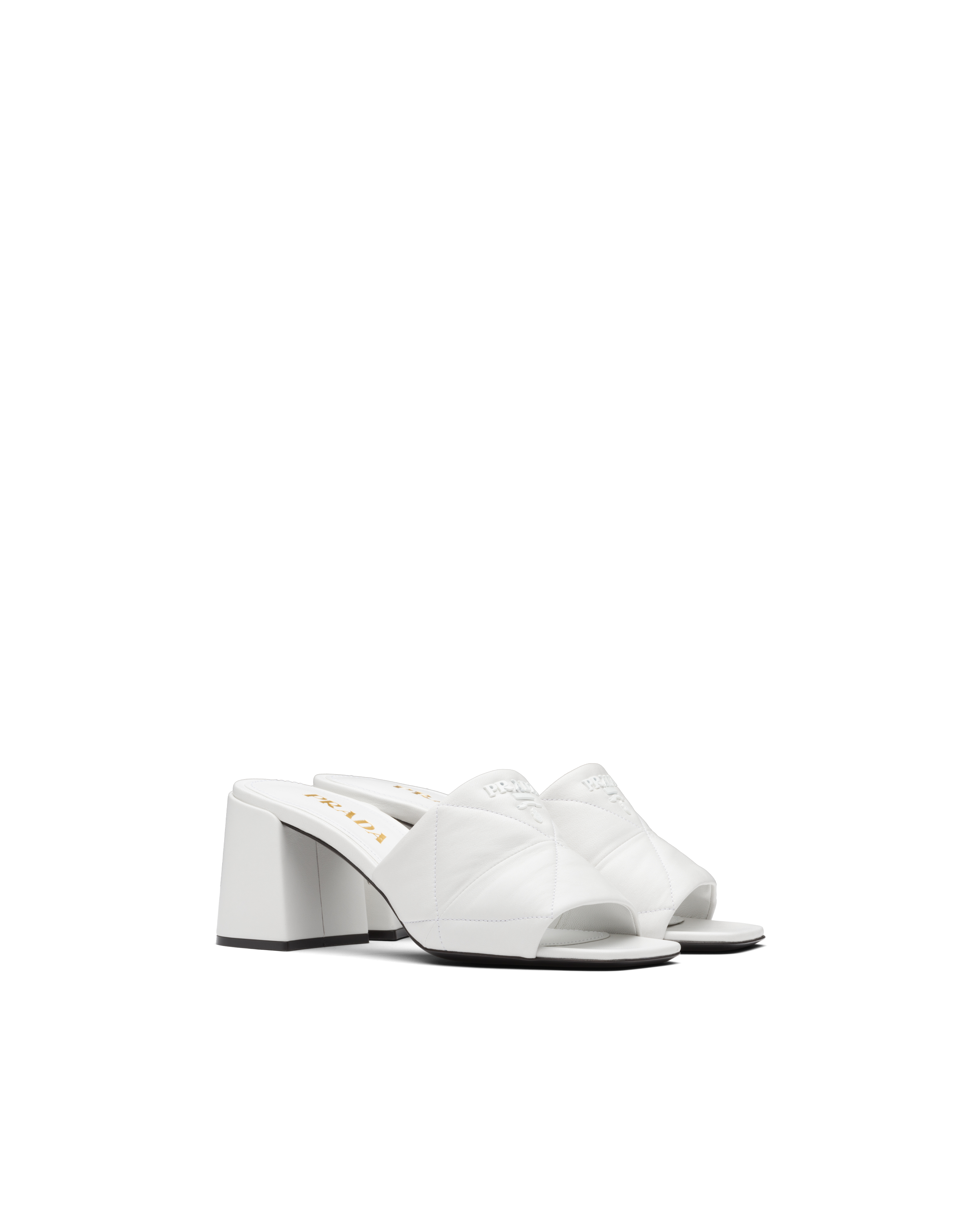 White Quilted nappa leather sandals | Prada