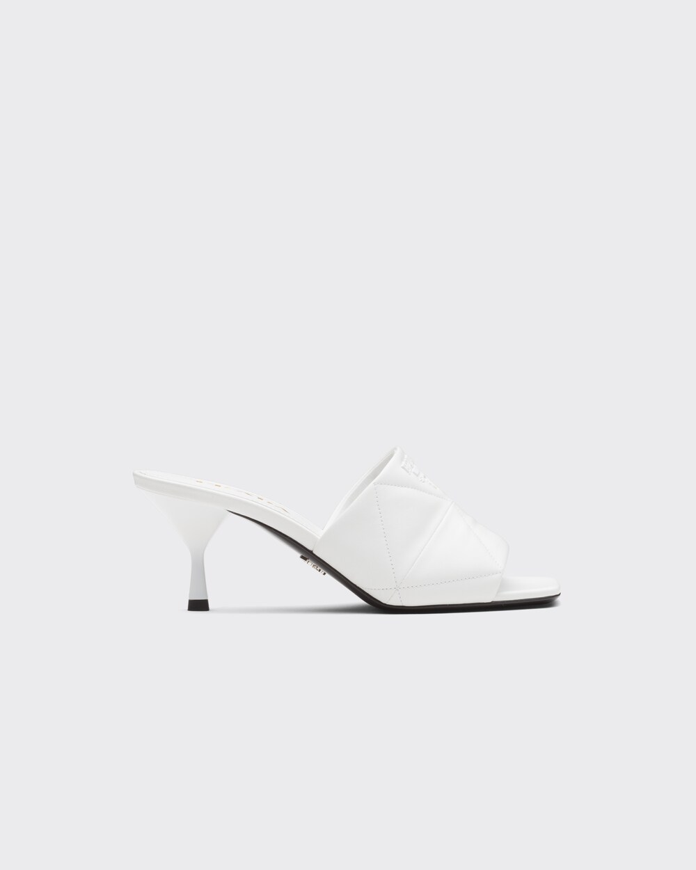 White Quilted Nappa Leather Heeled Sandals Prada