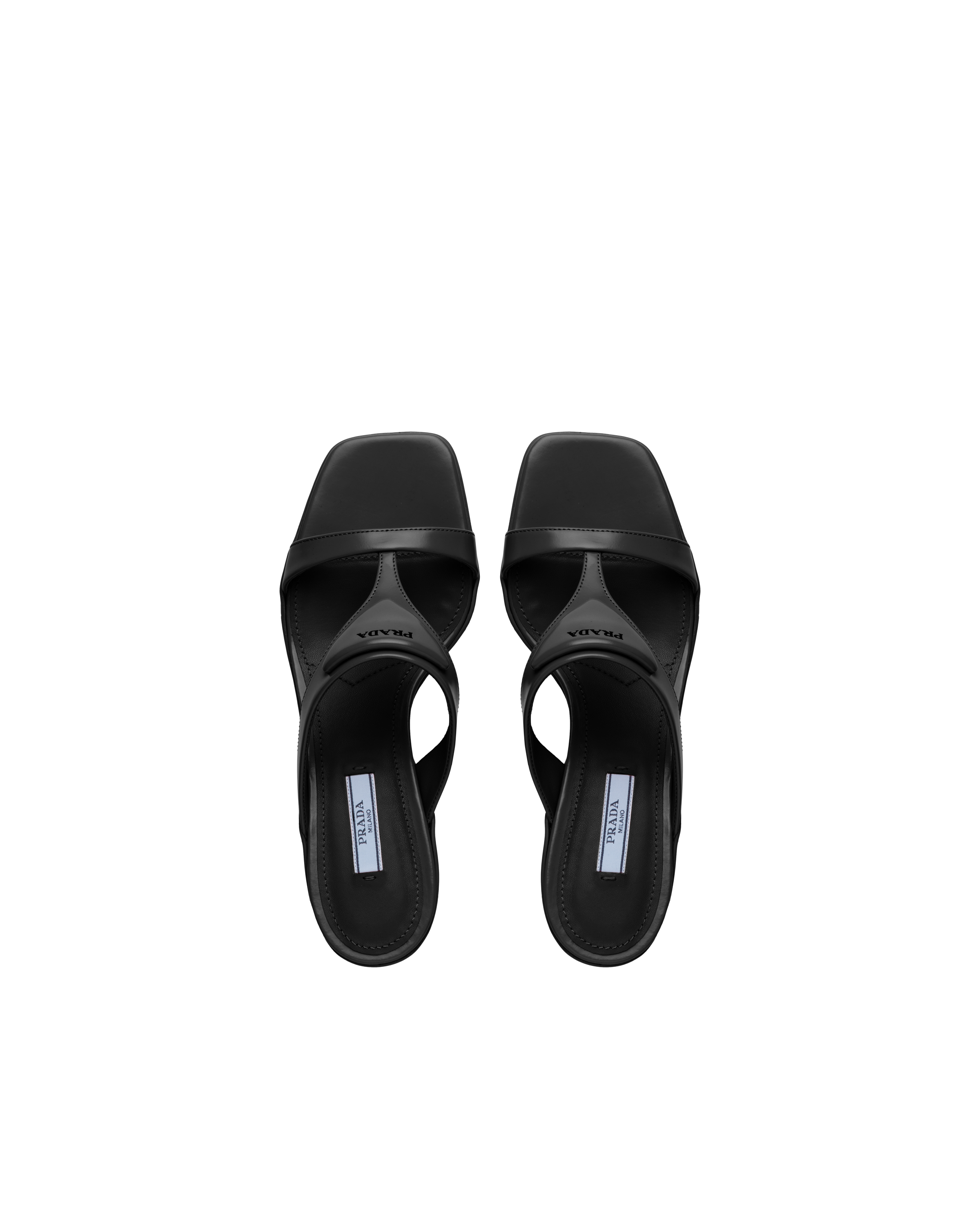 Black Brushed leather sandals | Prada