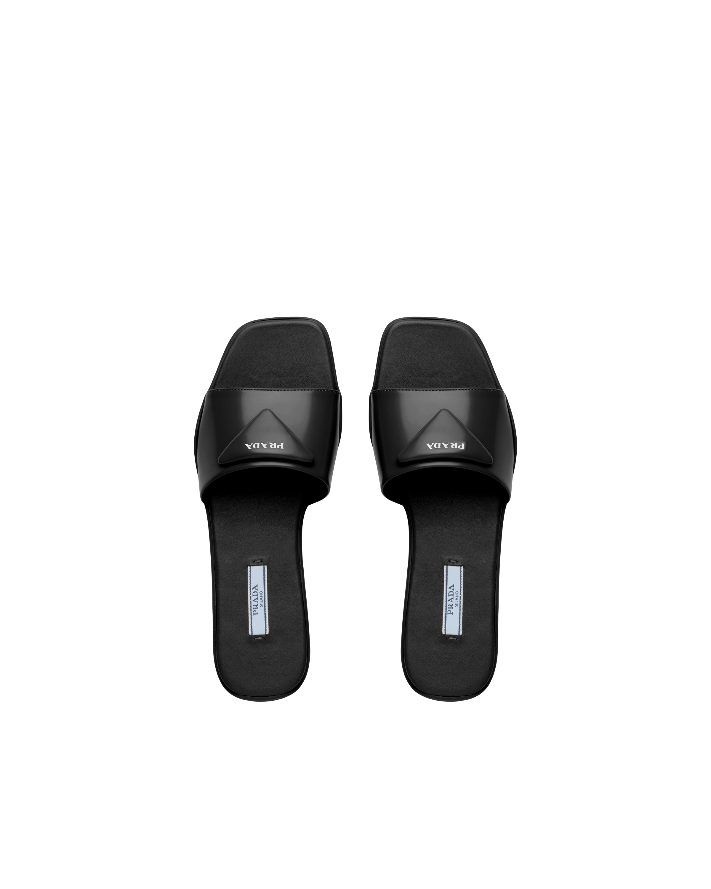 Black Brushed leather slides Prada