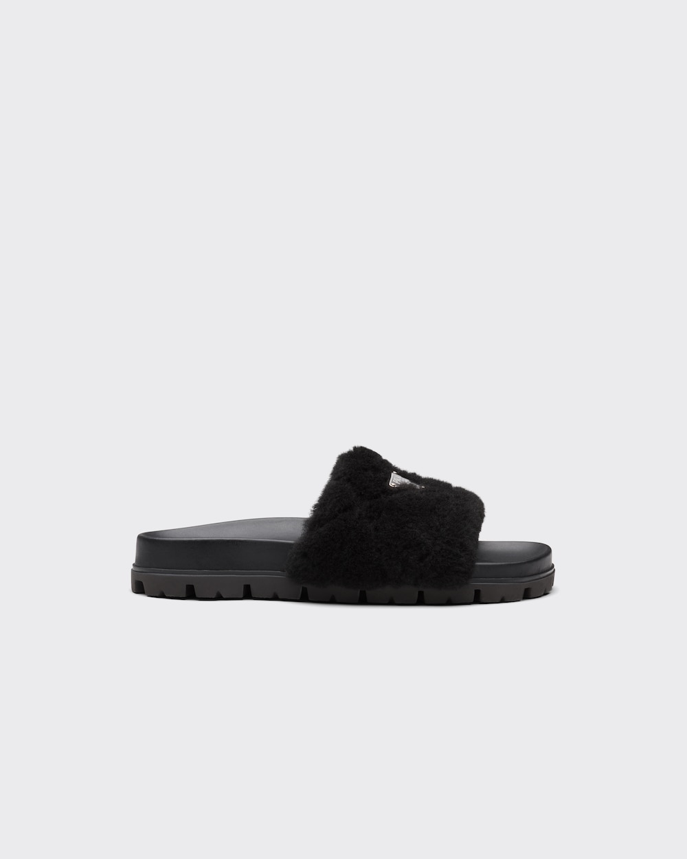 Black Shearling slides | Prada