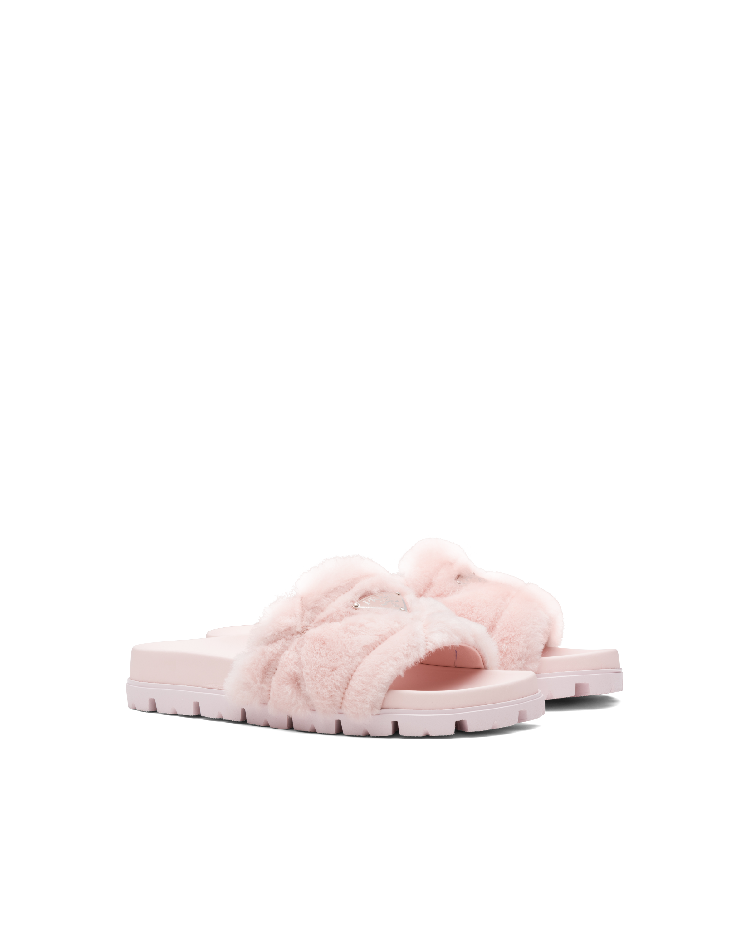 Prada Shearling Slides In Orchid Pink ModeSens