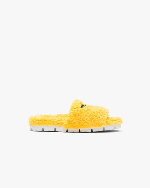 Yellow/black Terry cloth slides | Prada