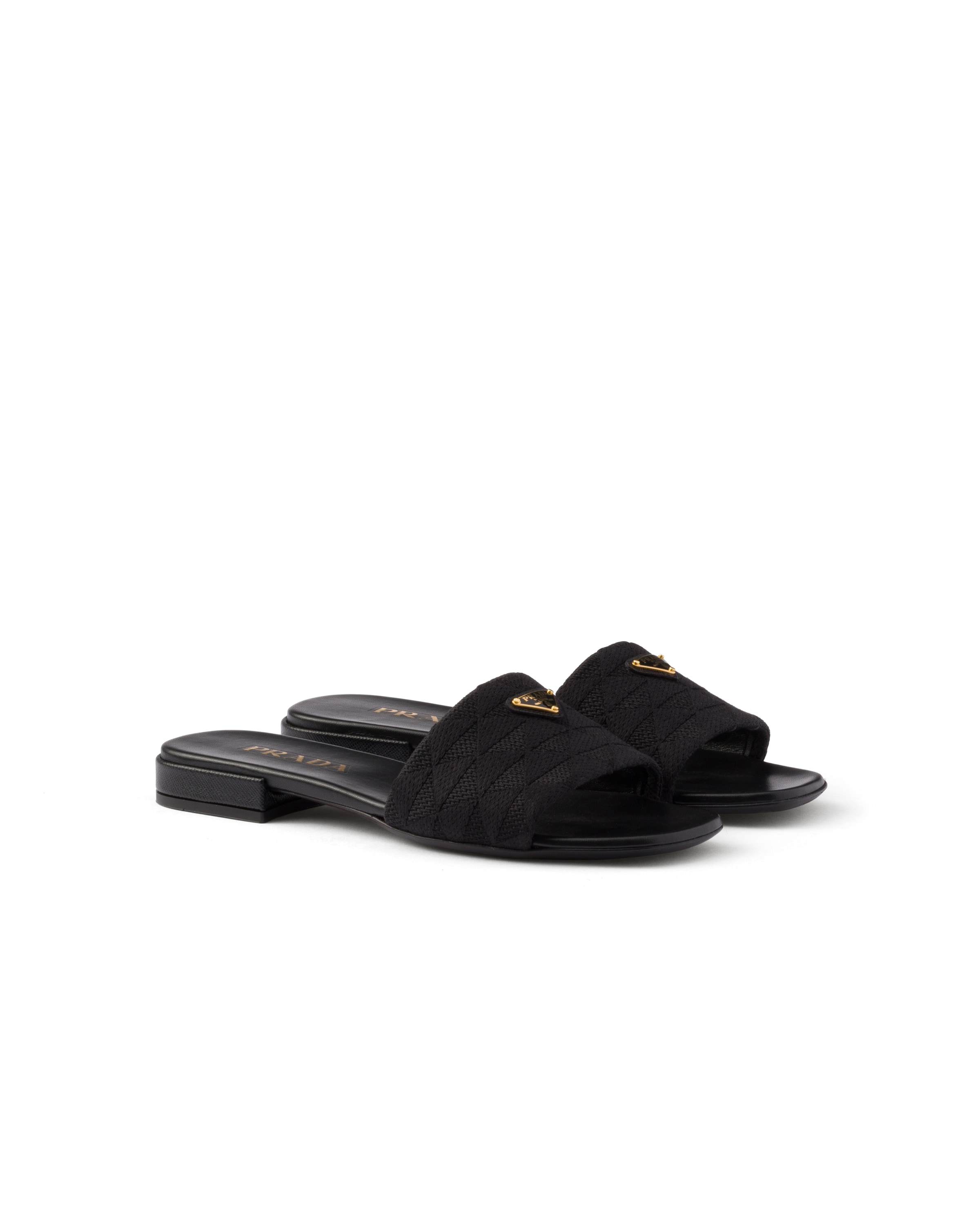 Prada Mules En Tissu Brodé, Femme, Noir, Taille 36