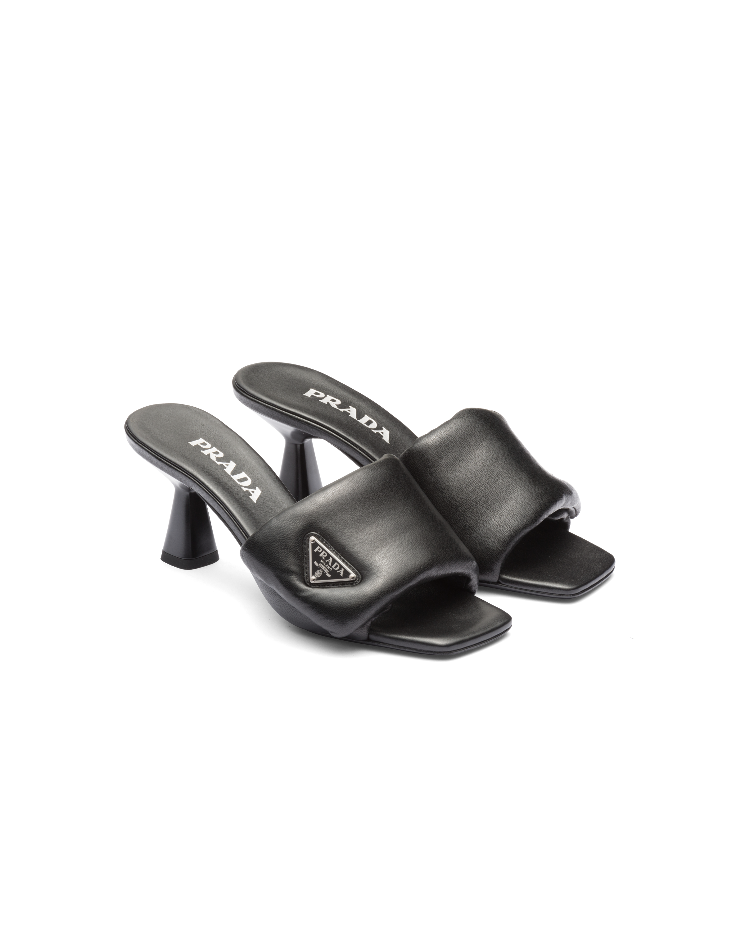 Prada Soft Padded Nappa Sandals In Black