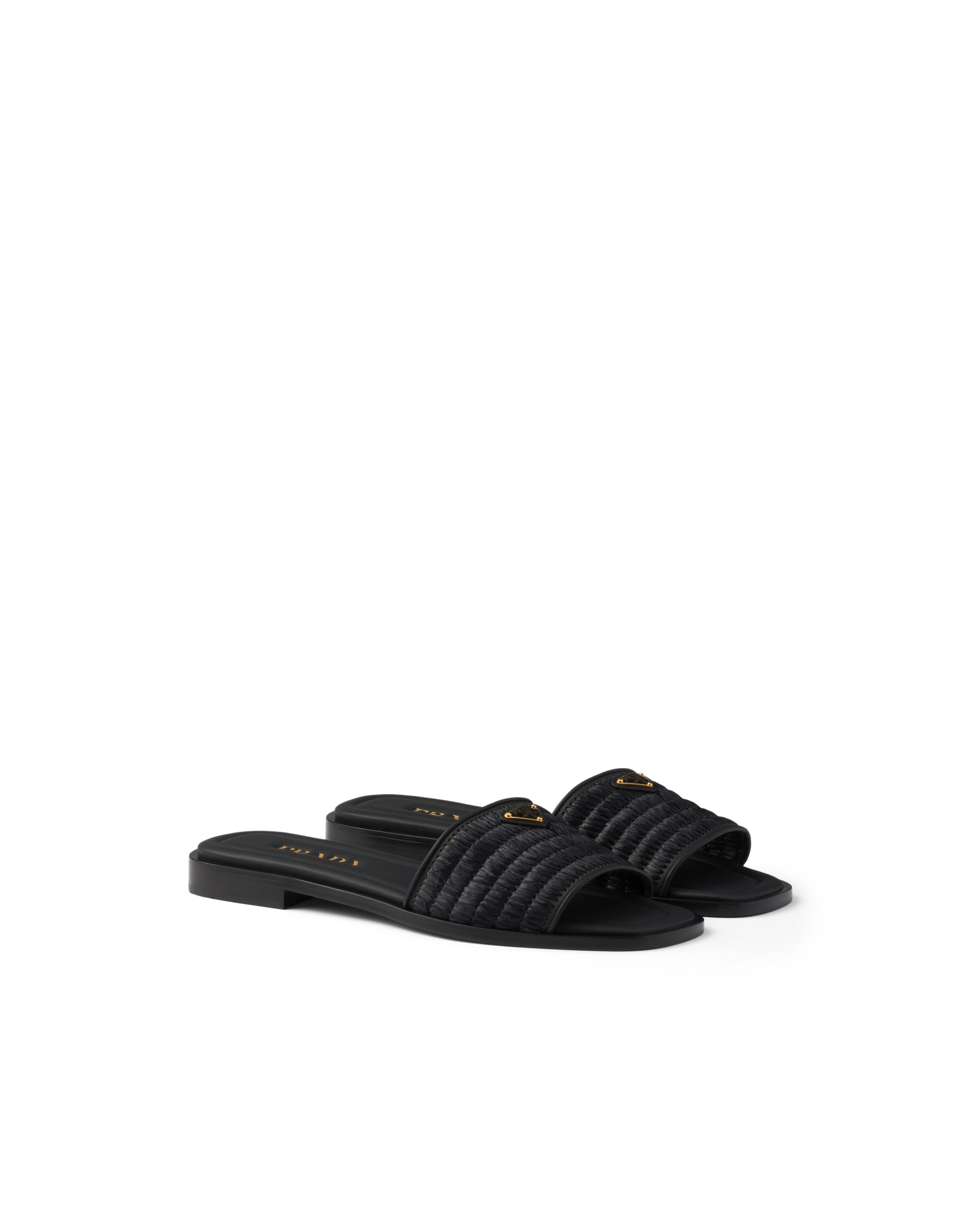 Prada Sandali Slider In Pelle Con Dettagli Crochet, Donna, Nero, Taglia 37