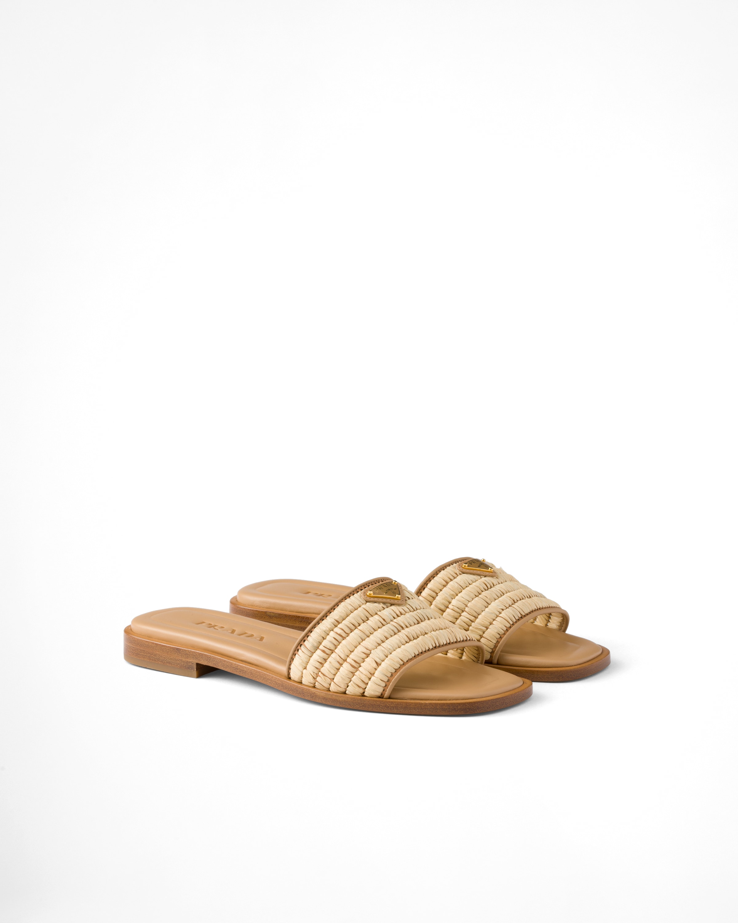 Prada Mules En Cuir Avec Détails En Crochet, Femme, Naturel, Taille 37,5