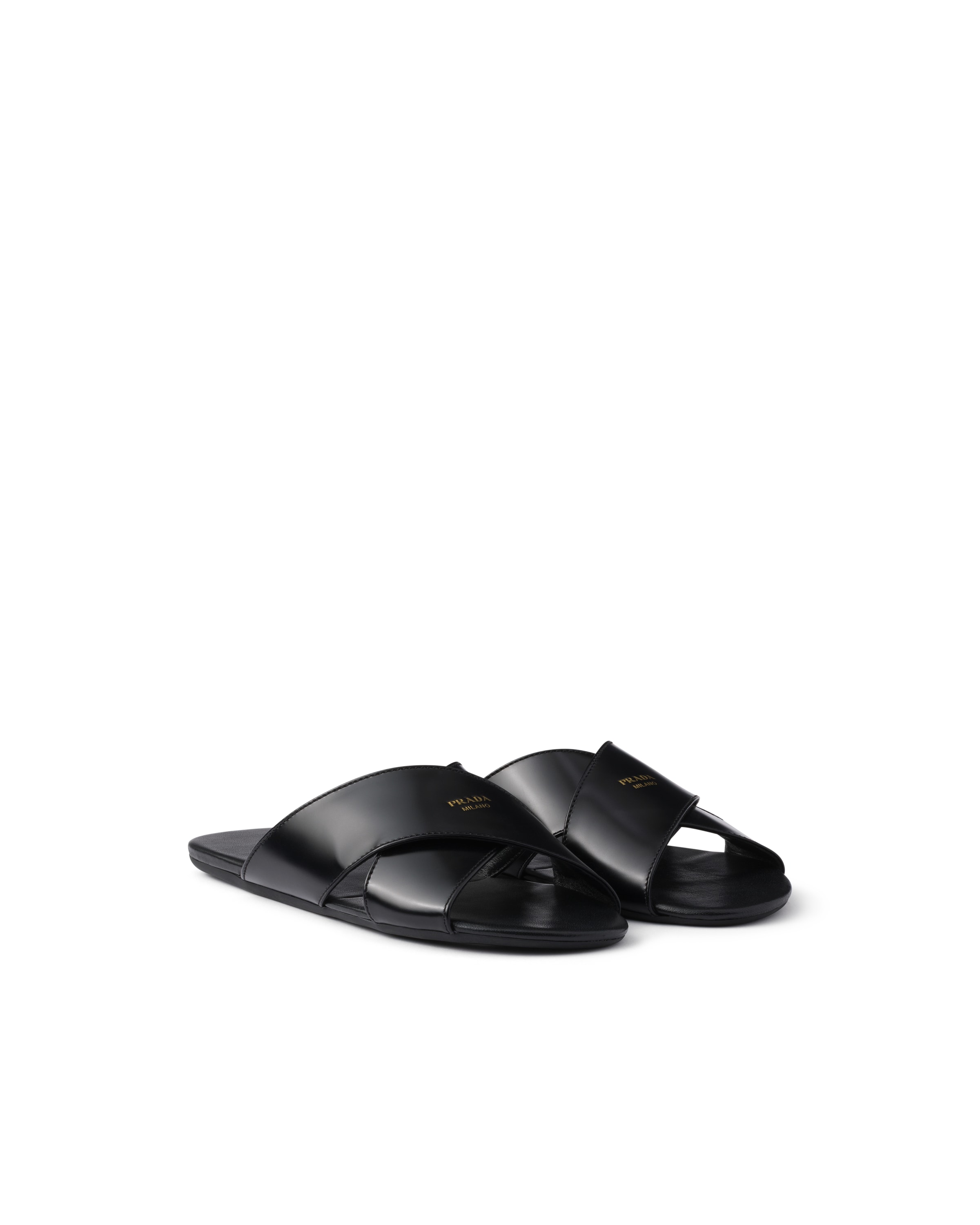 Prada Mules En Cuir Brossé, Femme, Noir, Taille 37