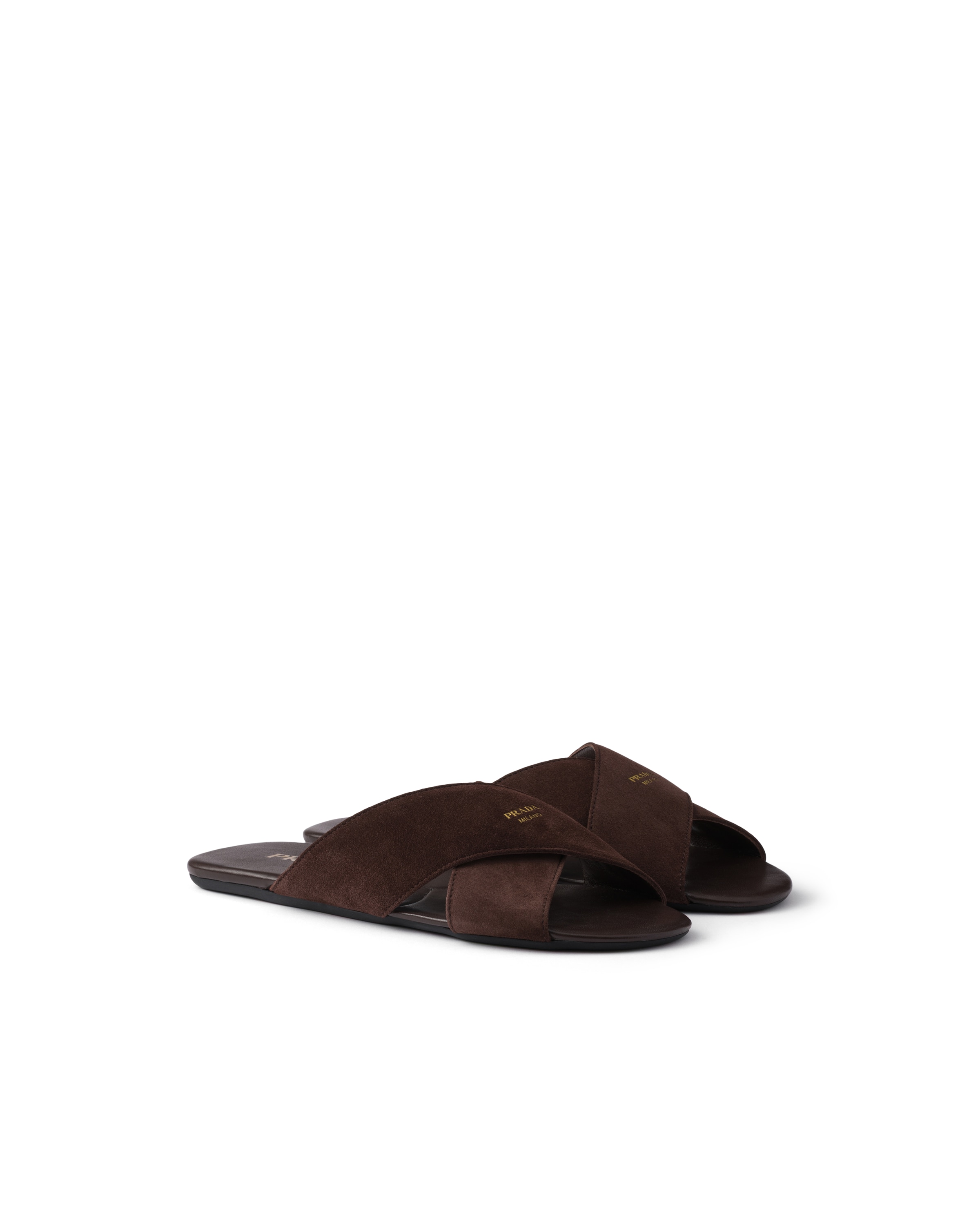 Prada Mules En Veau Velours, Femme, Marron Foncé, Taille 35,5