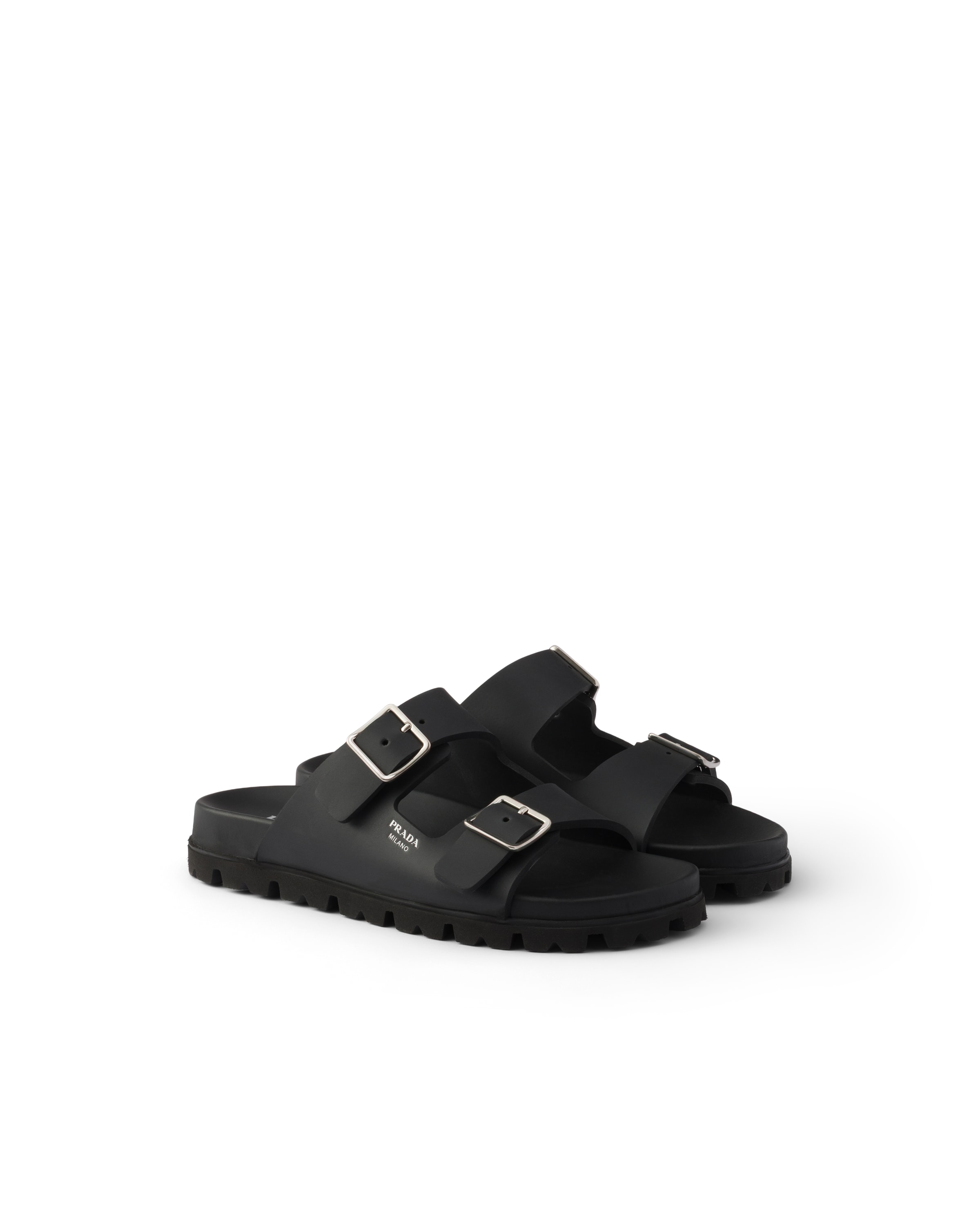 Prada Rubber Slides, Woman, Black, Size 39