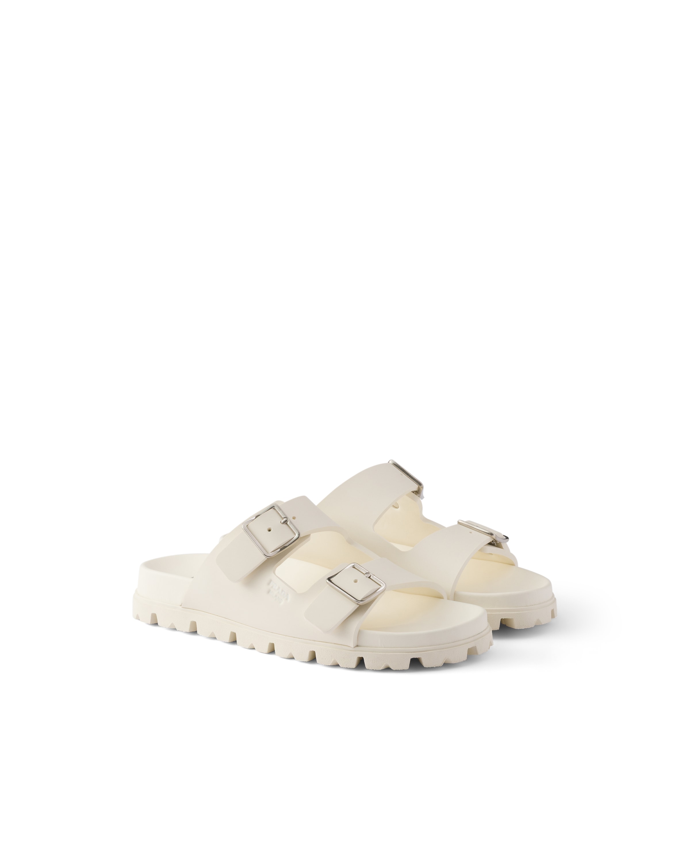 Prada Rubber Slides, Woman, Ivory, Size 39