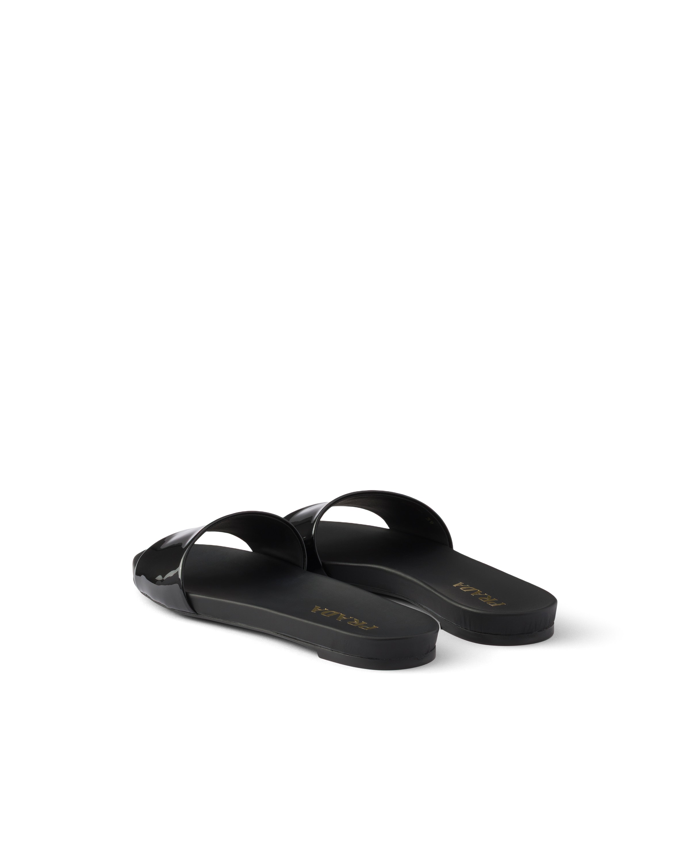 Prada Black Leather Slippers In Black