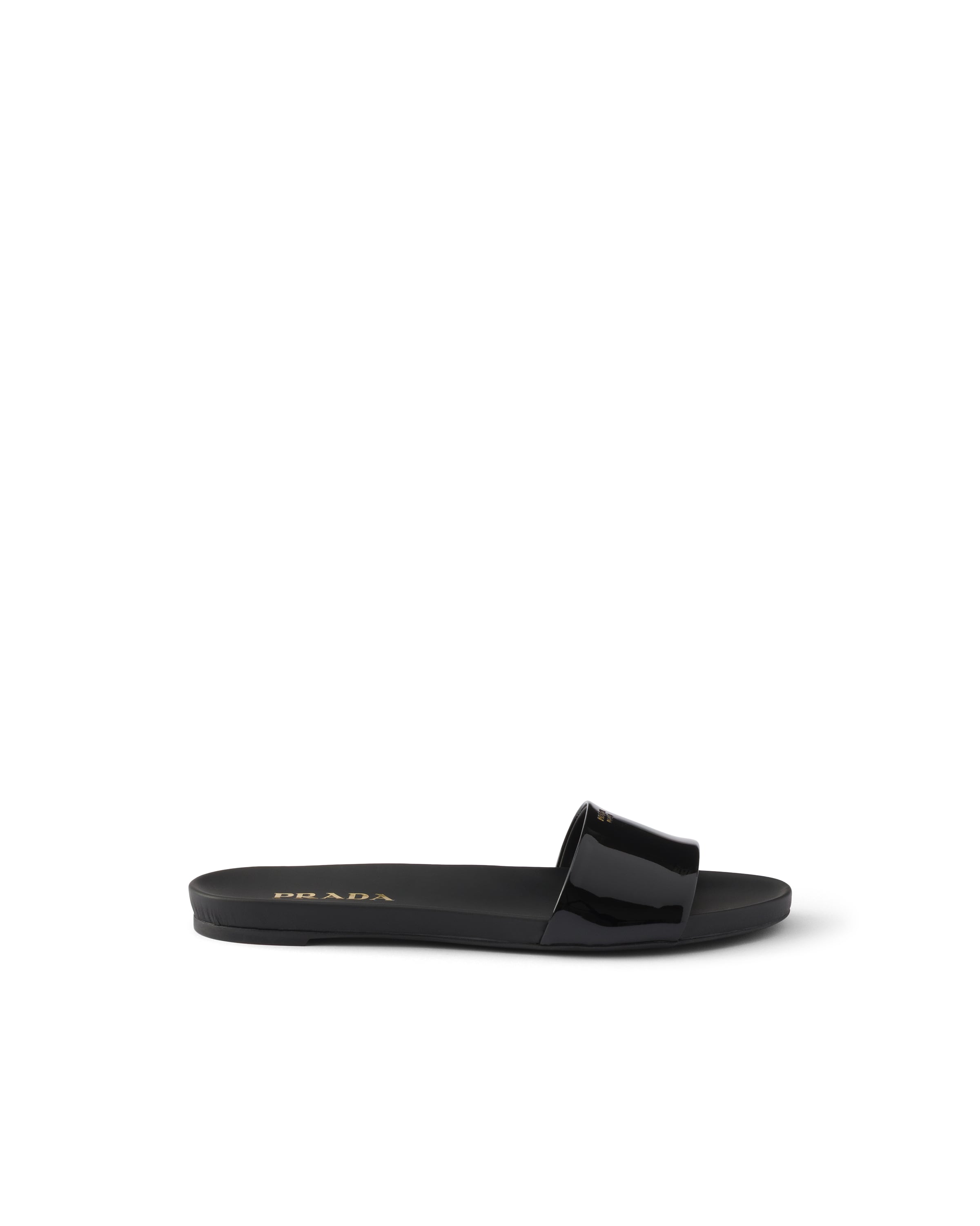 Prada Black Leather Slippers In Black