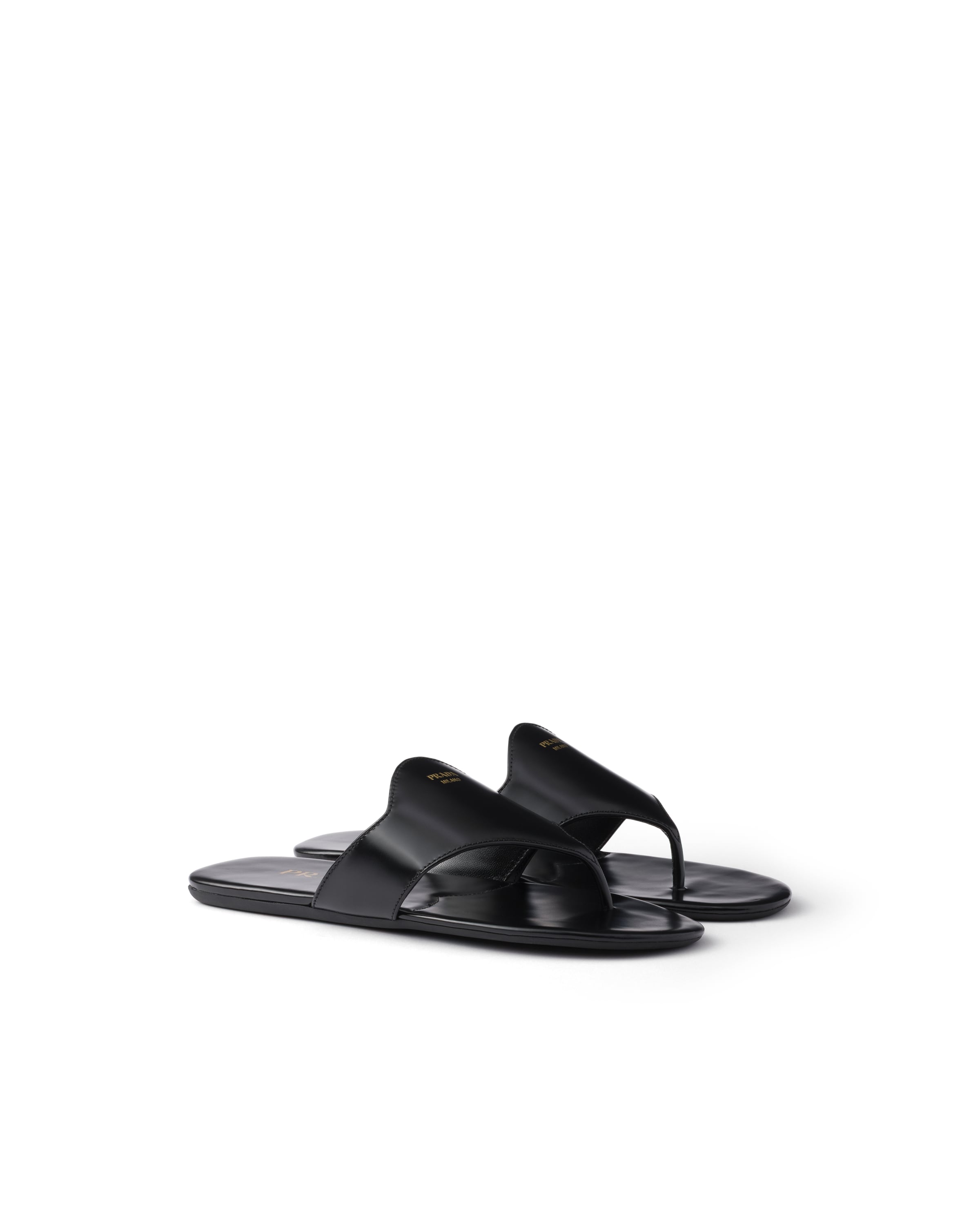 Prada Sandali Infradito In Pelle Spazzolata, Donna, Nero, Taglia 38,5