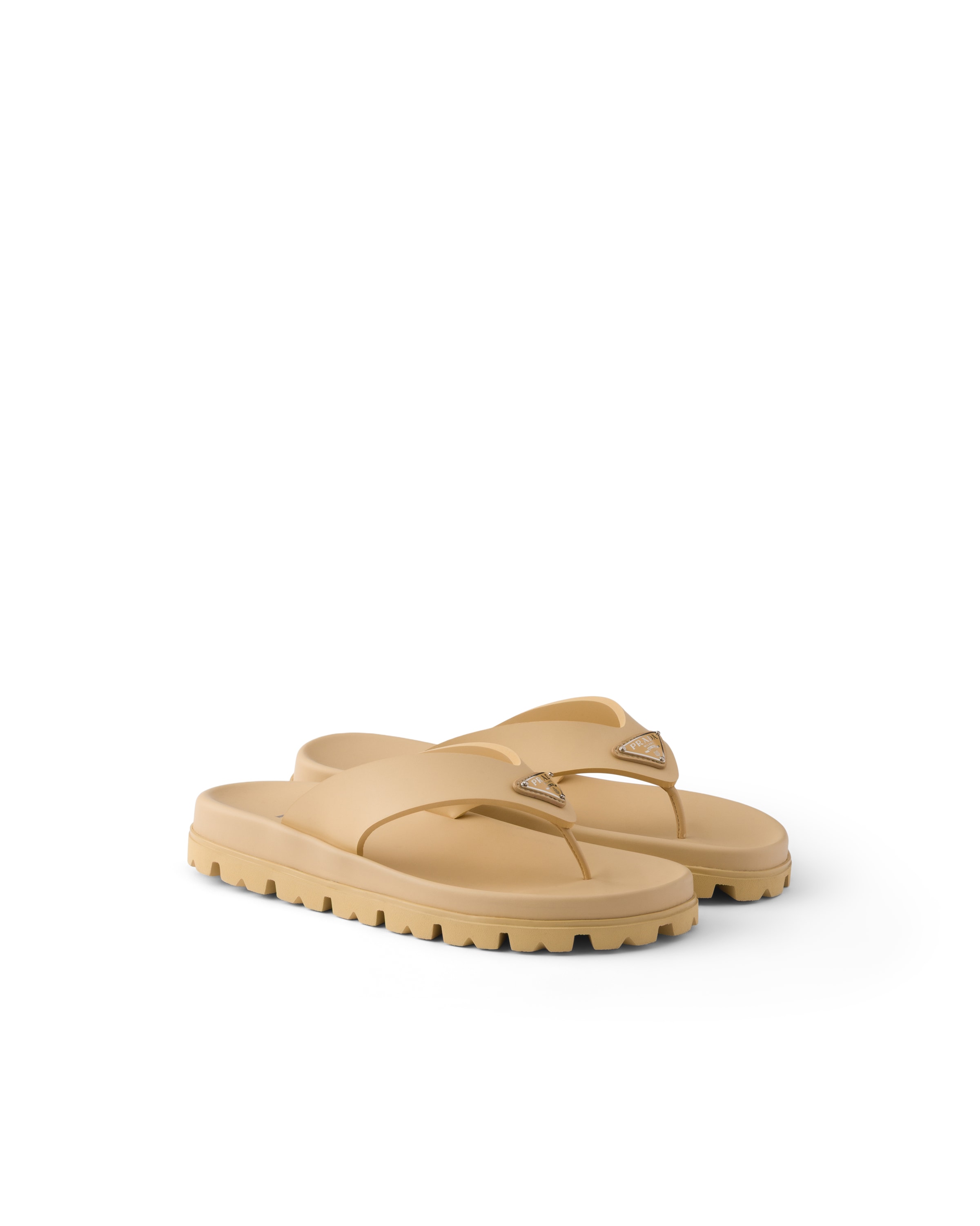 Prada Women's Rubber Thong Sandals In Nude