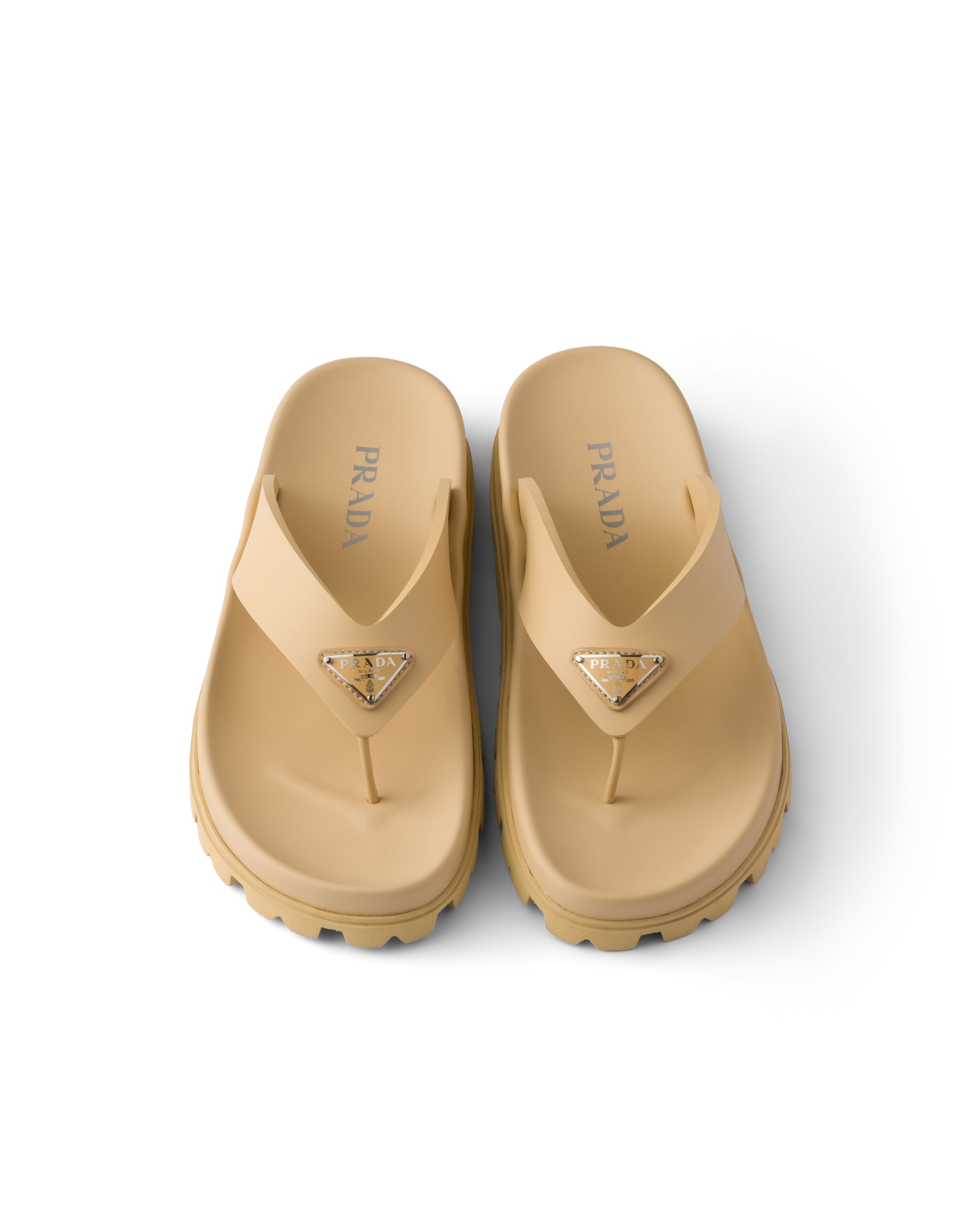 Prada Women's Rubber Thong Sandals In Nude