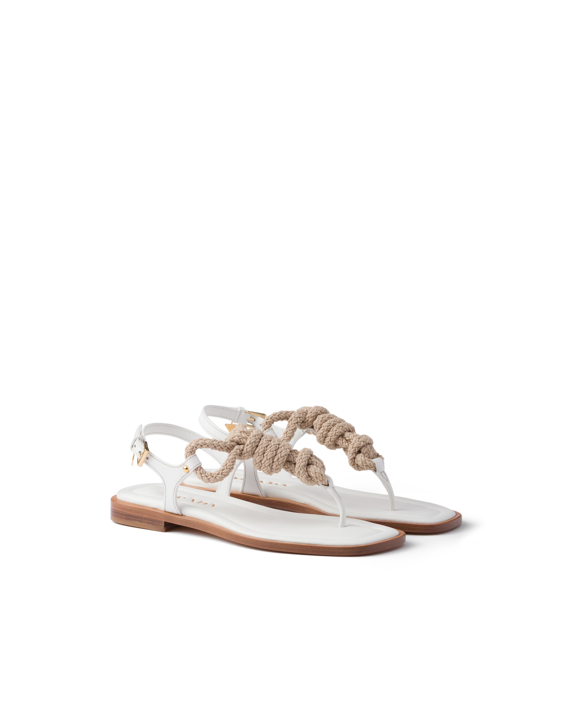 Prada Sandales Style Tongs En Cuir, Femme, Blanc, Taille 37