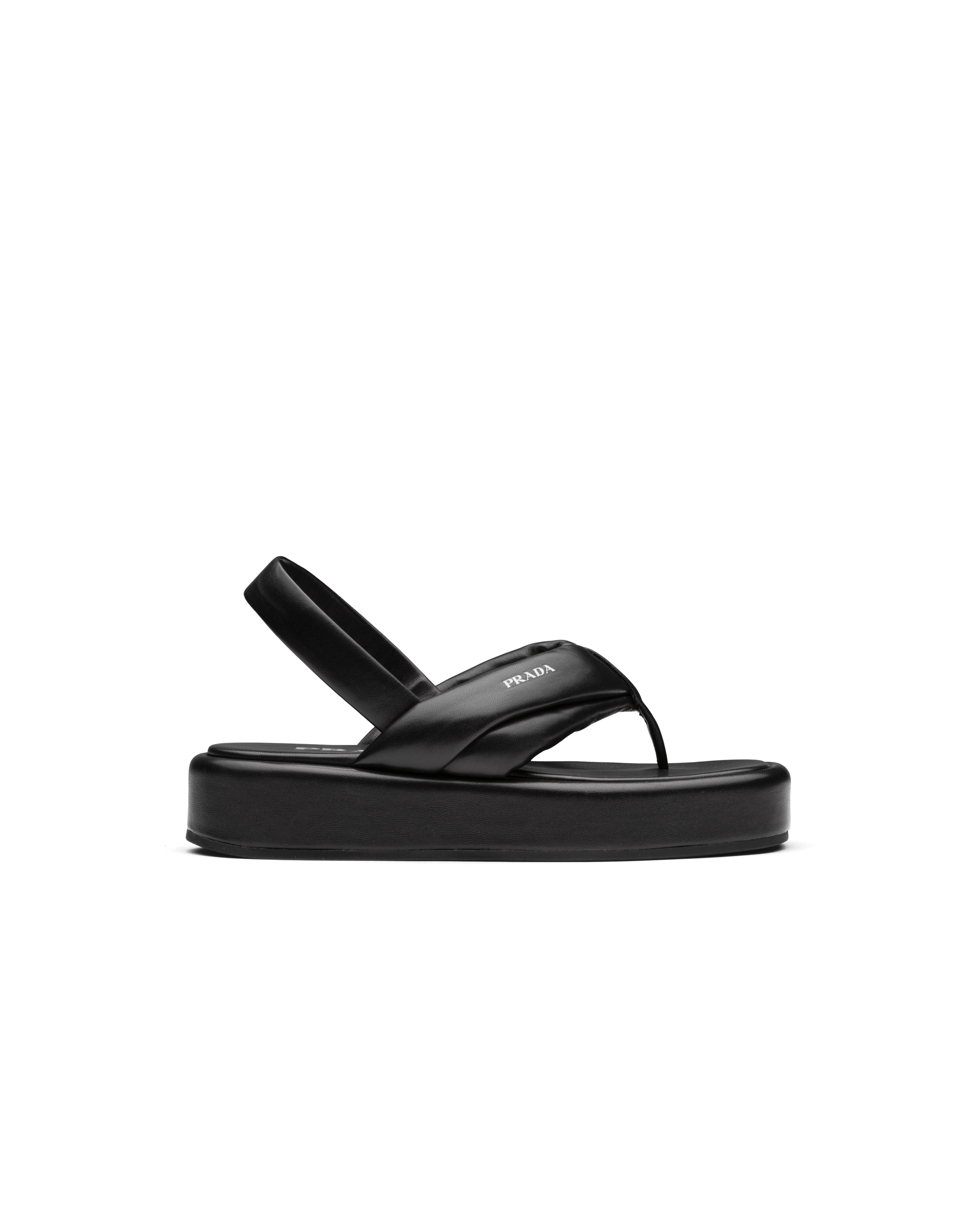 Black Nappa leather thong flatform