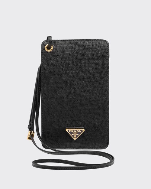 Black Saffiano Leather Smartphone Case 