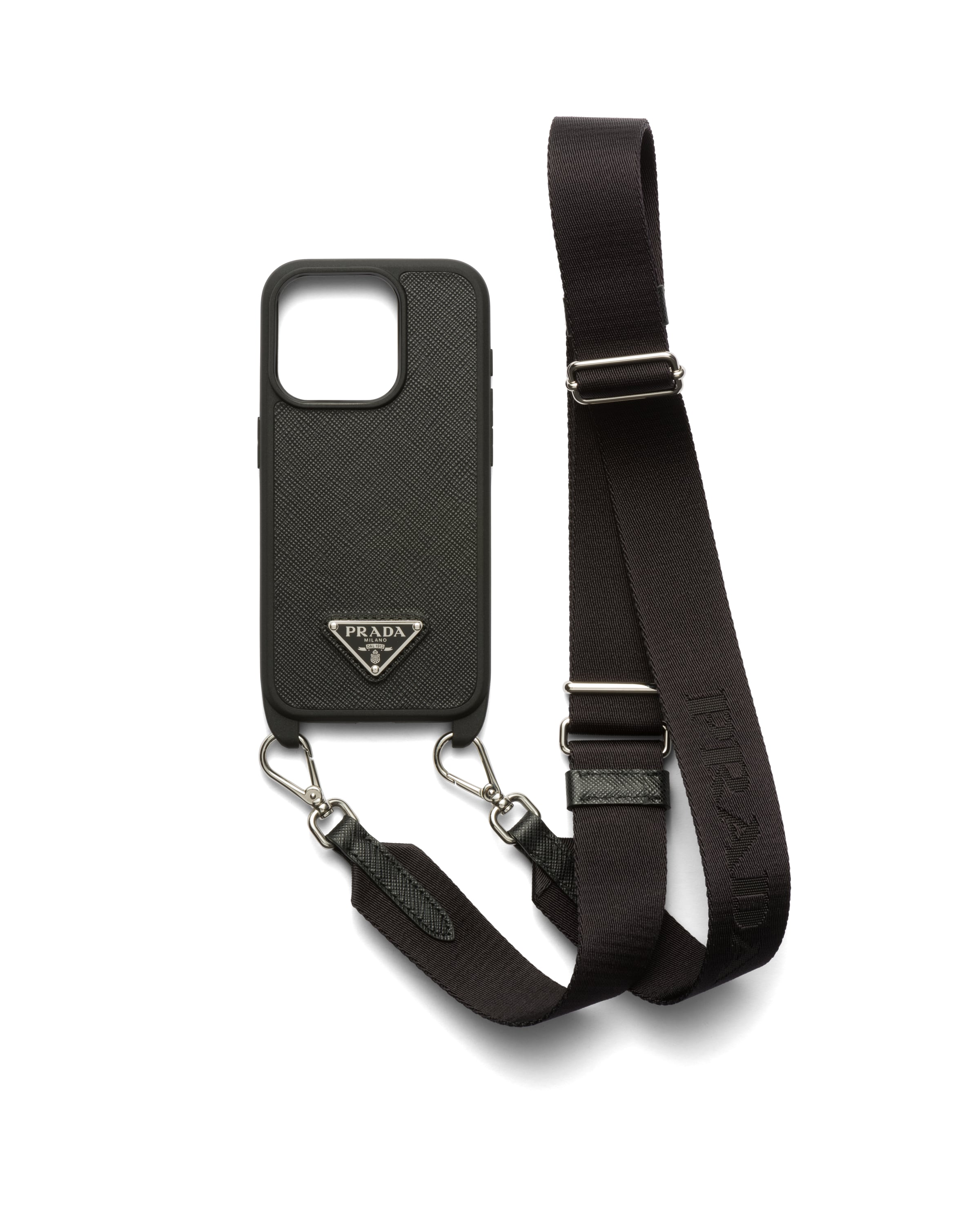 Prada Cover In Saffiano Per Iphone 15 Pro, Donna, Nero