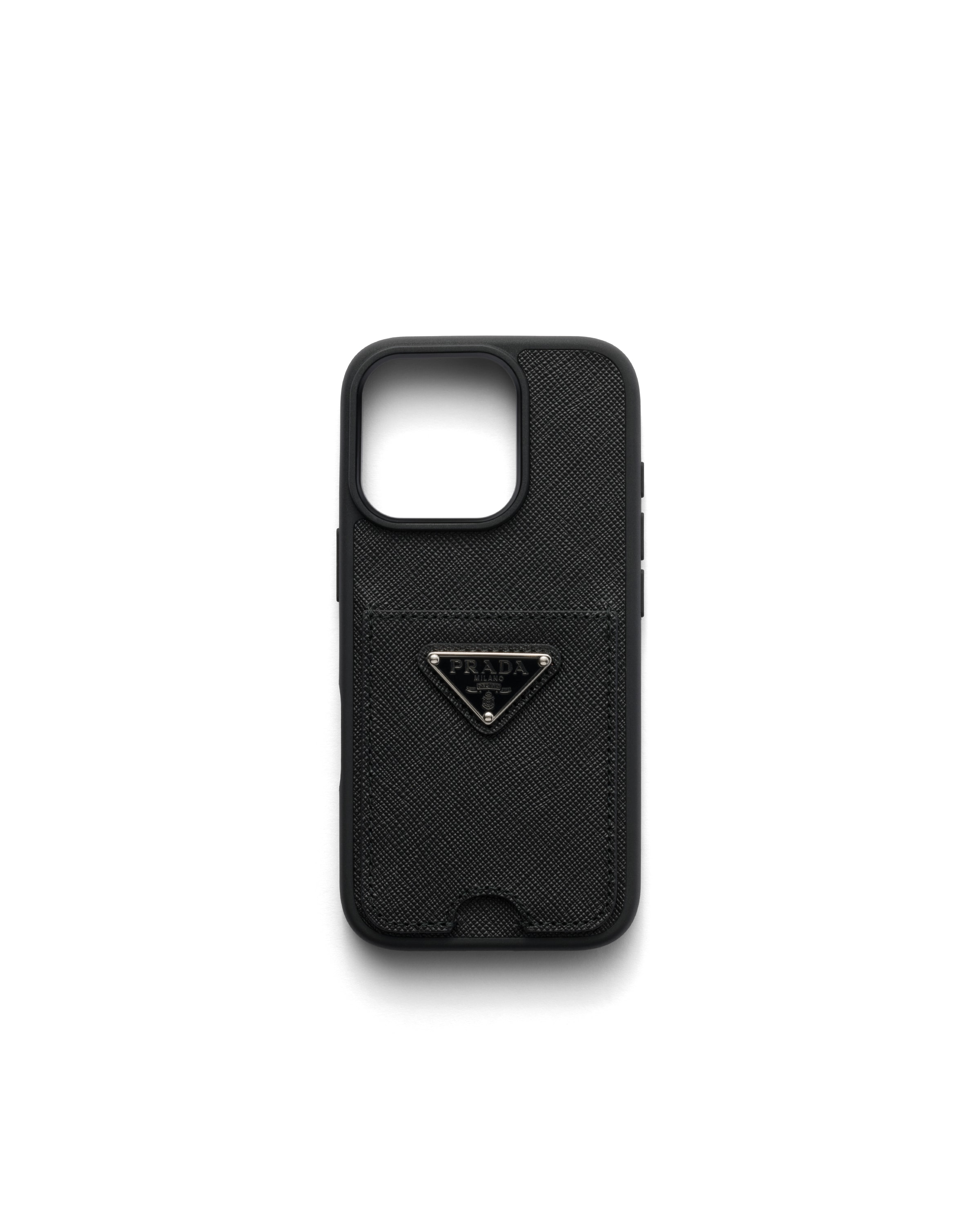 Prada Cover In Saffiano Per Iphone 16 Pro, Donna, Nero
