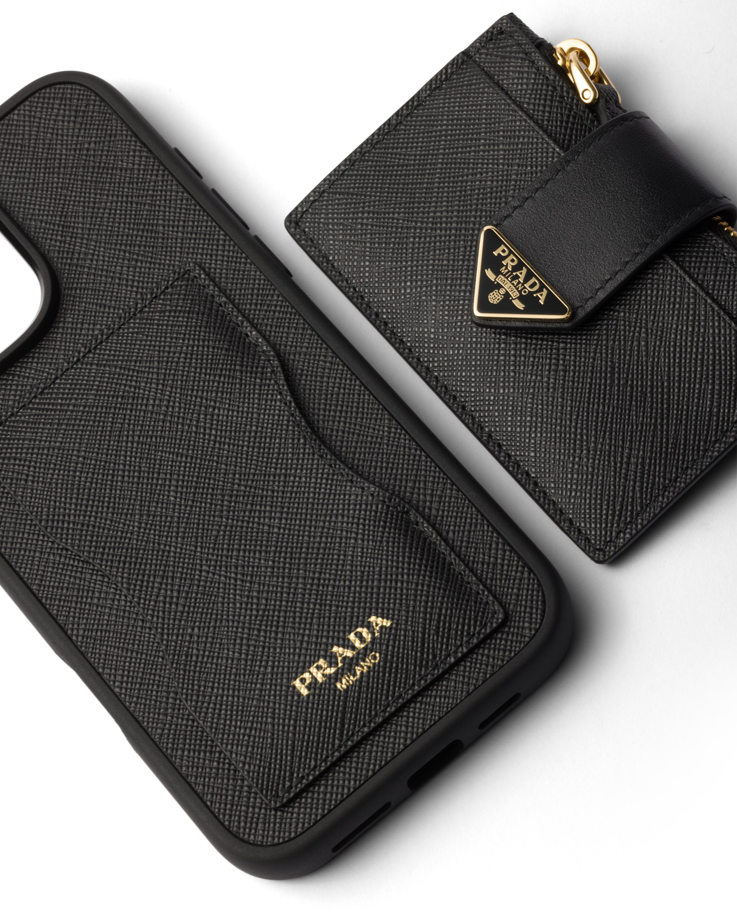 Prada Saffiano Leather Iphone 16 Pro Max Case In Black