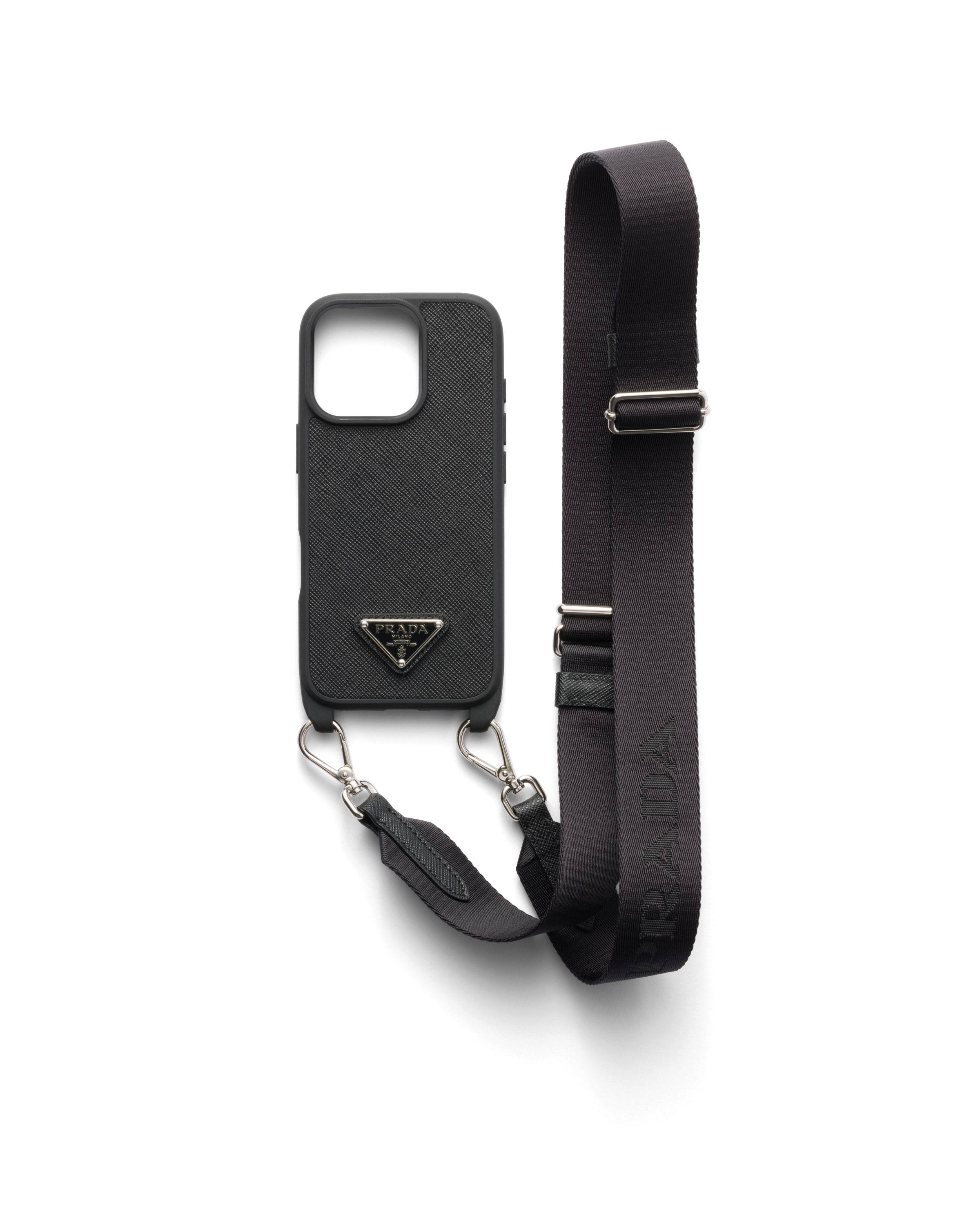 Prada Cover In Saffiano Per Iphone 16 Pro, Donna, Nero