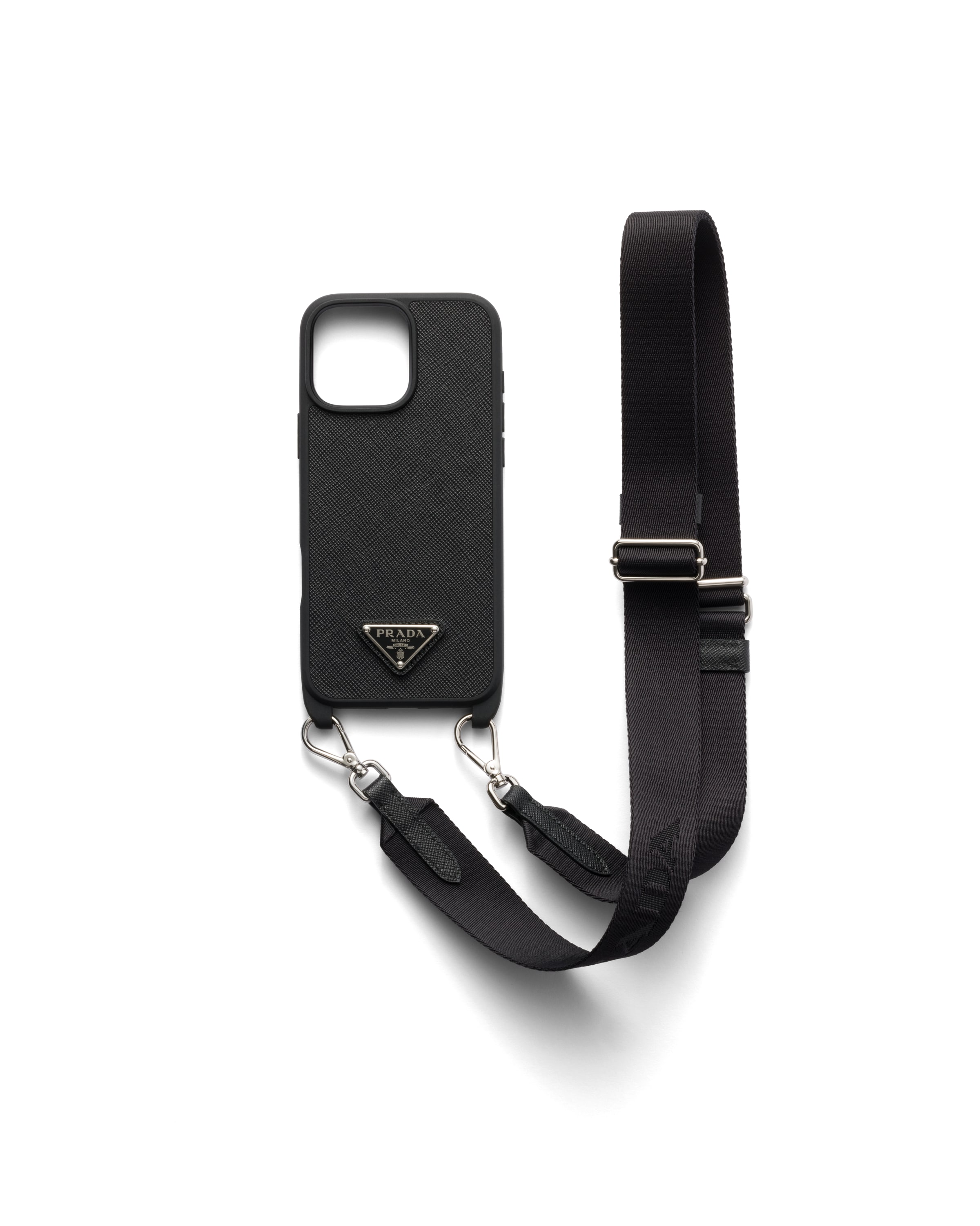 Prada Cover In Saffiano Per Iphone 16 Pro Max, Donna, Nero