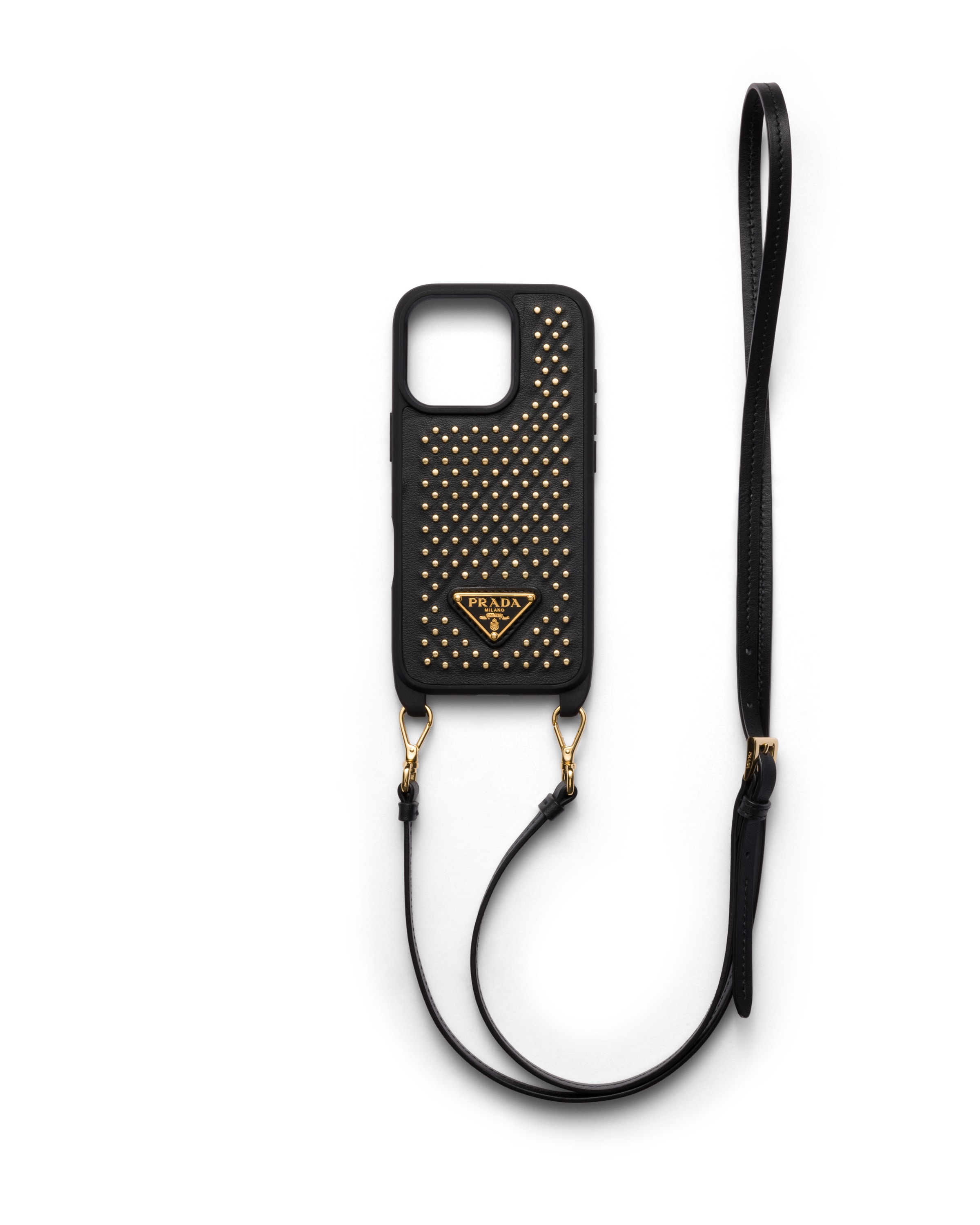 Prada Cover In Pelle Per Iphone 16 Pro, Donna, Nero