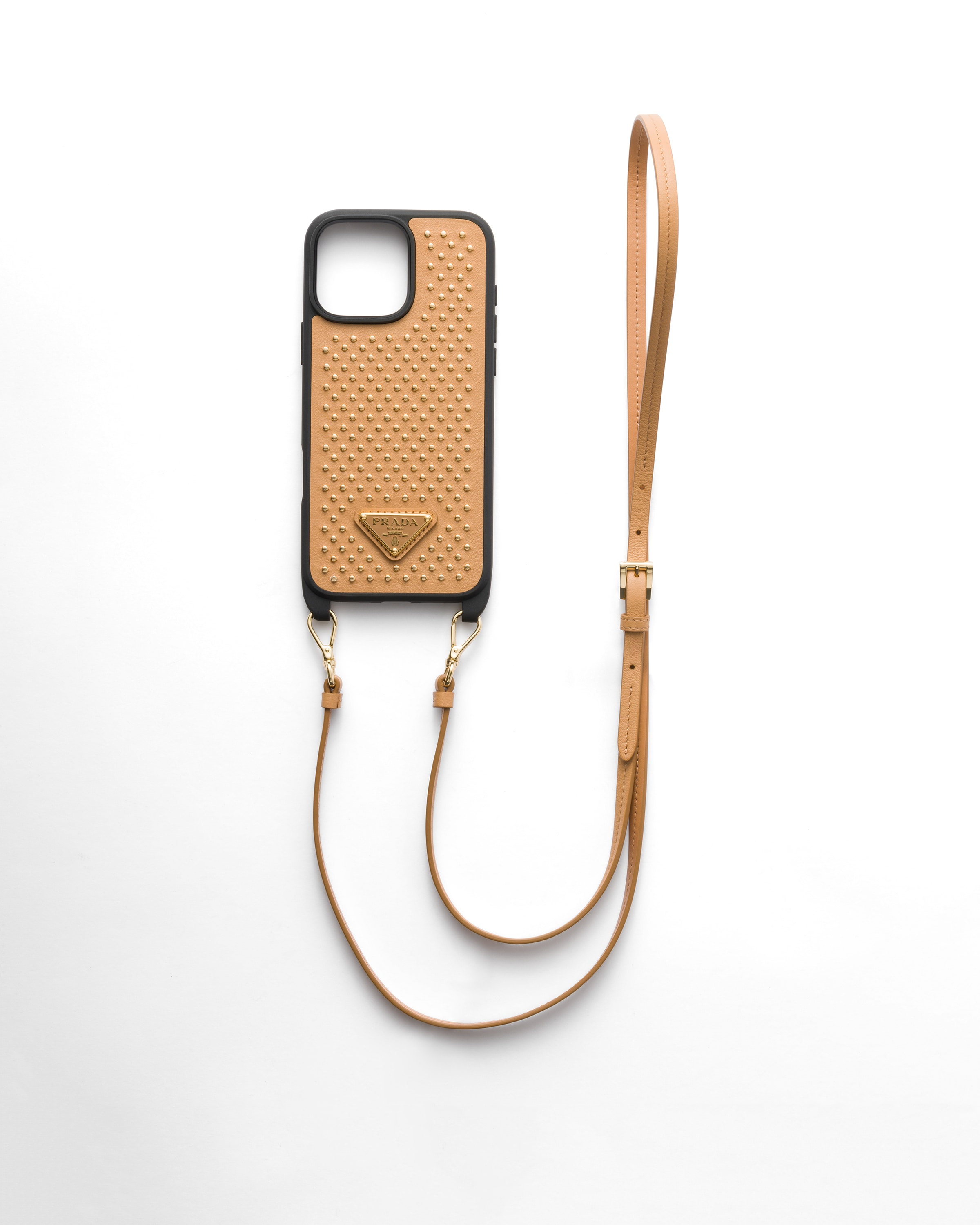 Prada Cover In Pelle Per Iphone 16 Pro Max, Donna, Naturale