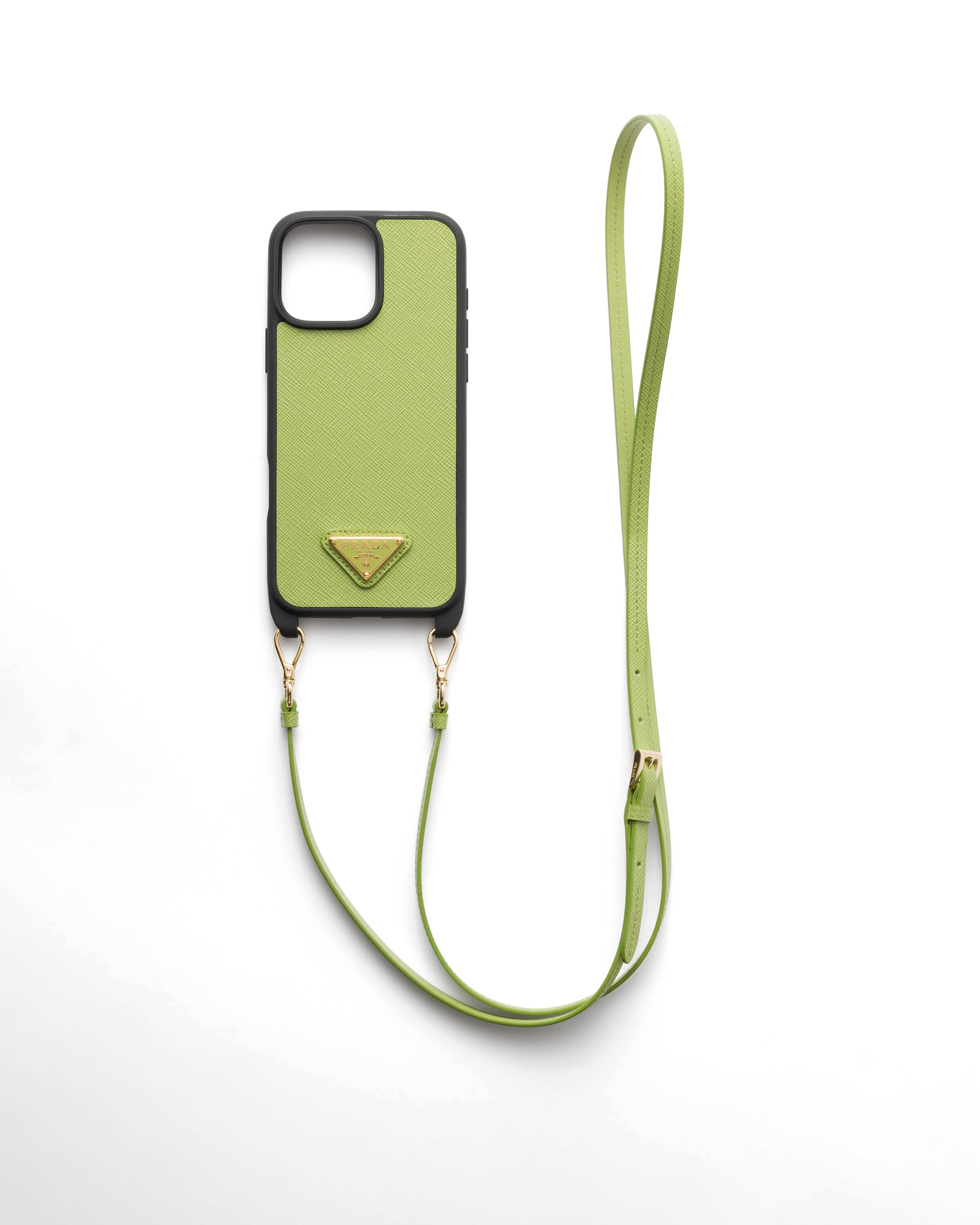 Prada Cover In Saffiano Per Iphone 16 Pro Max Con Tracolla, Donna, Prato