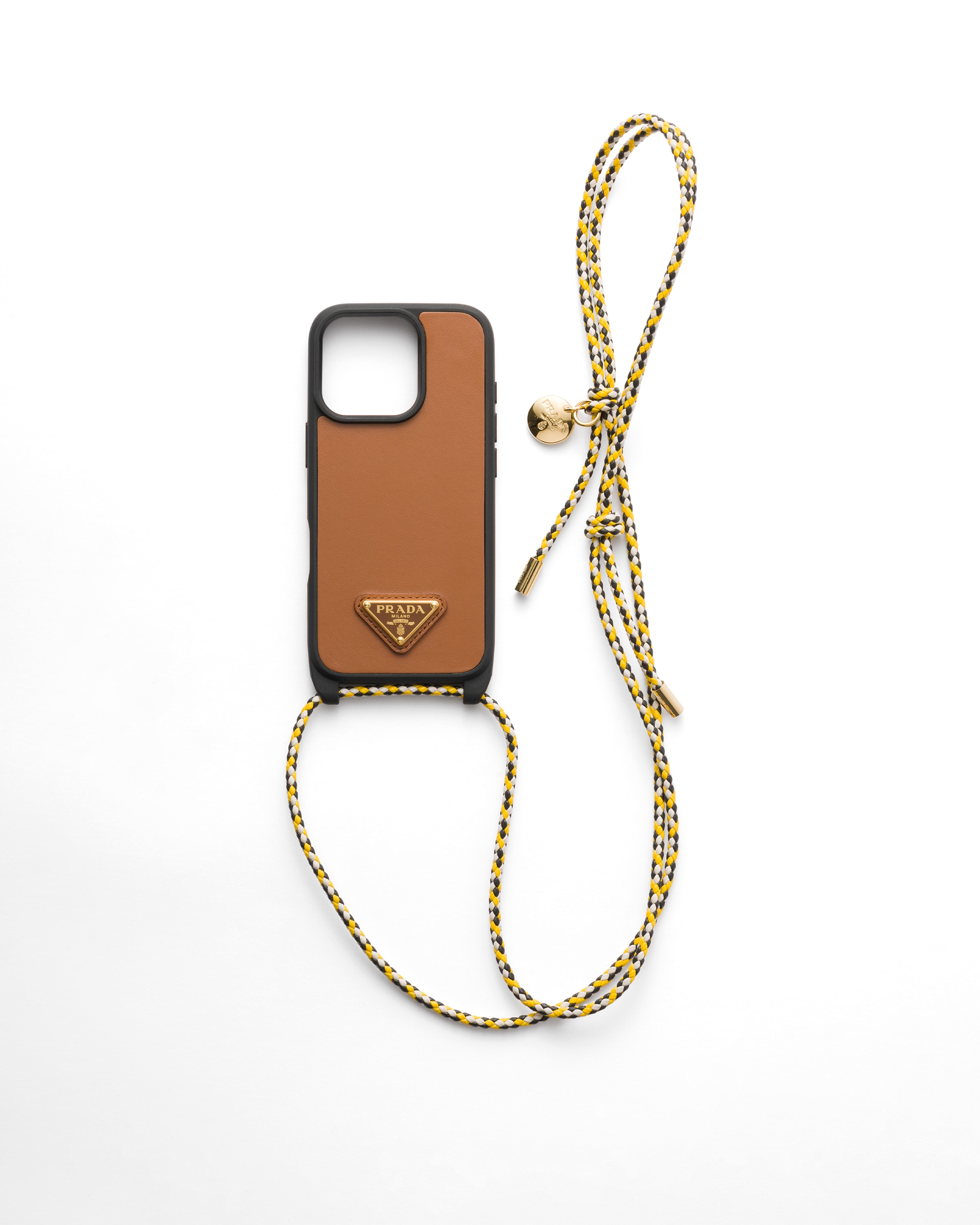 Prada Cover In Pelle Per Iphone 16 Pro, Donna, Cognac