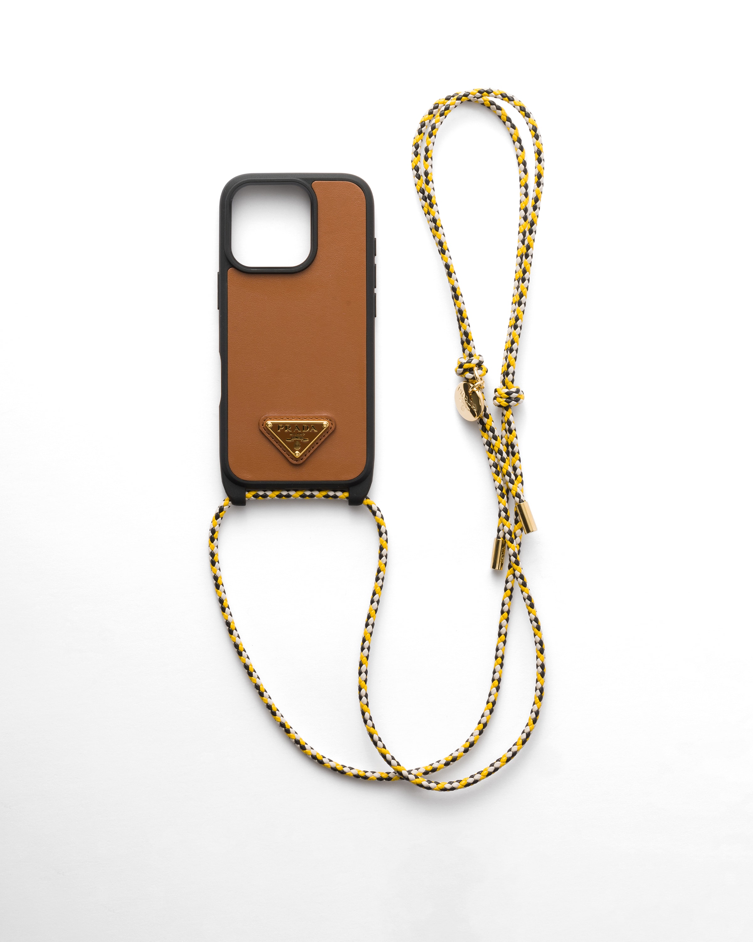 Prada Cover In Pelle Per Iphone 16 Pro Max, Donna, Cognac