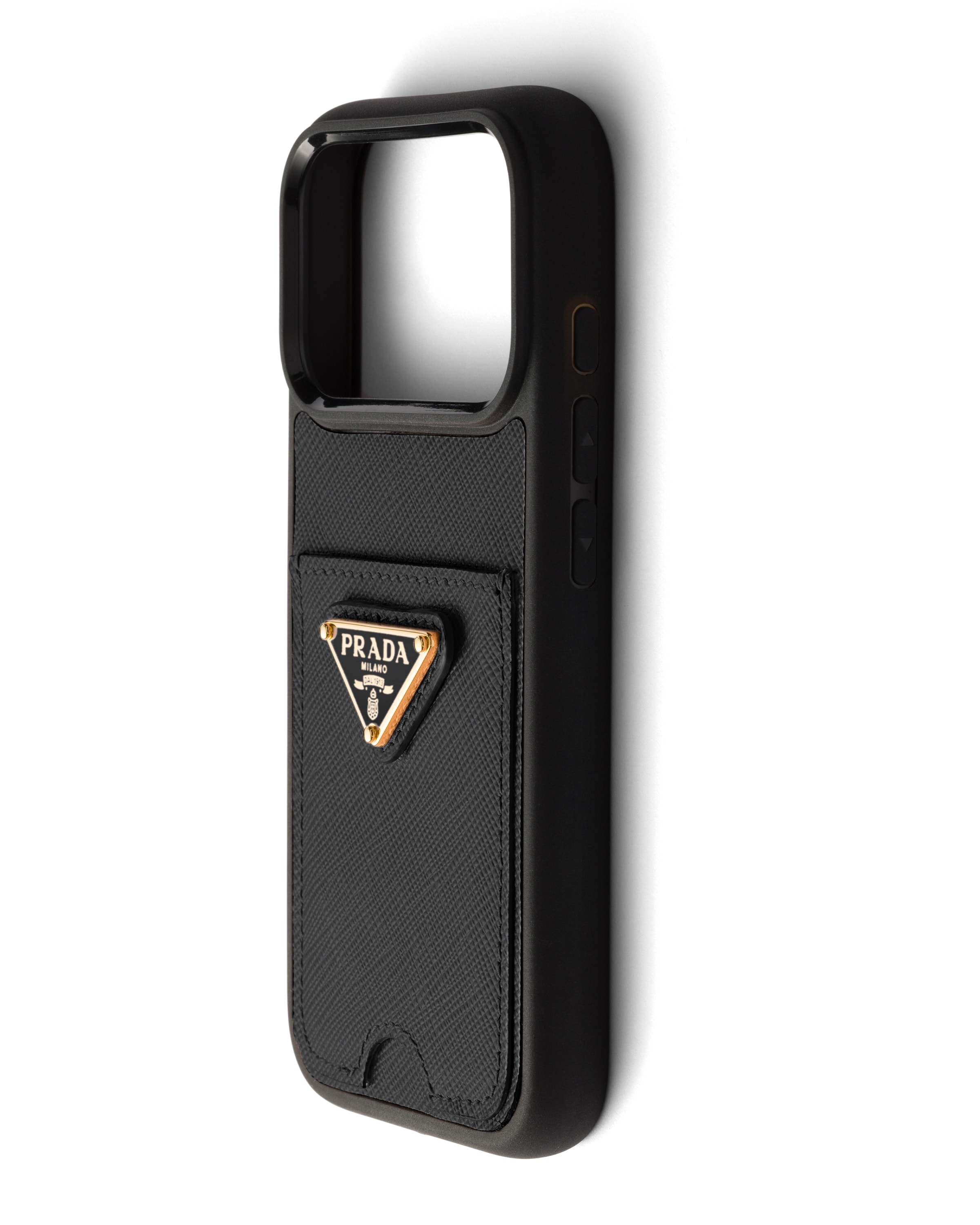 Prada Leather Iphone 17 Pro Case In Black