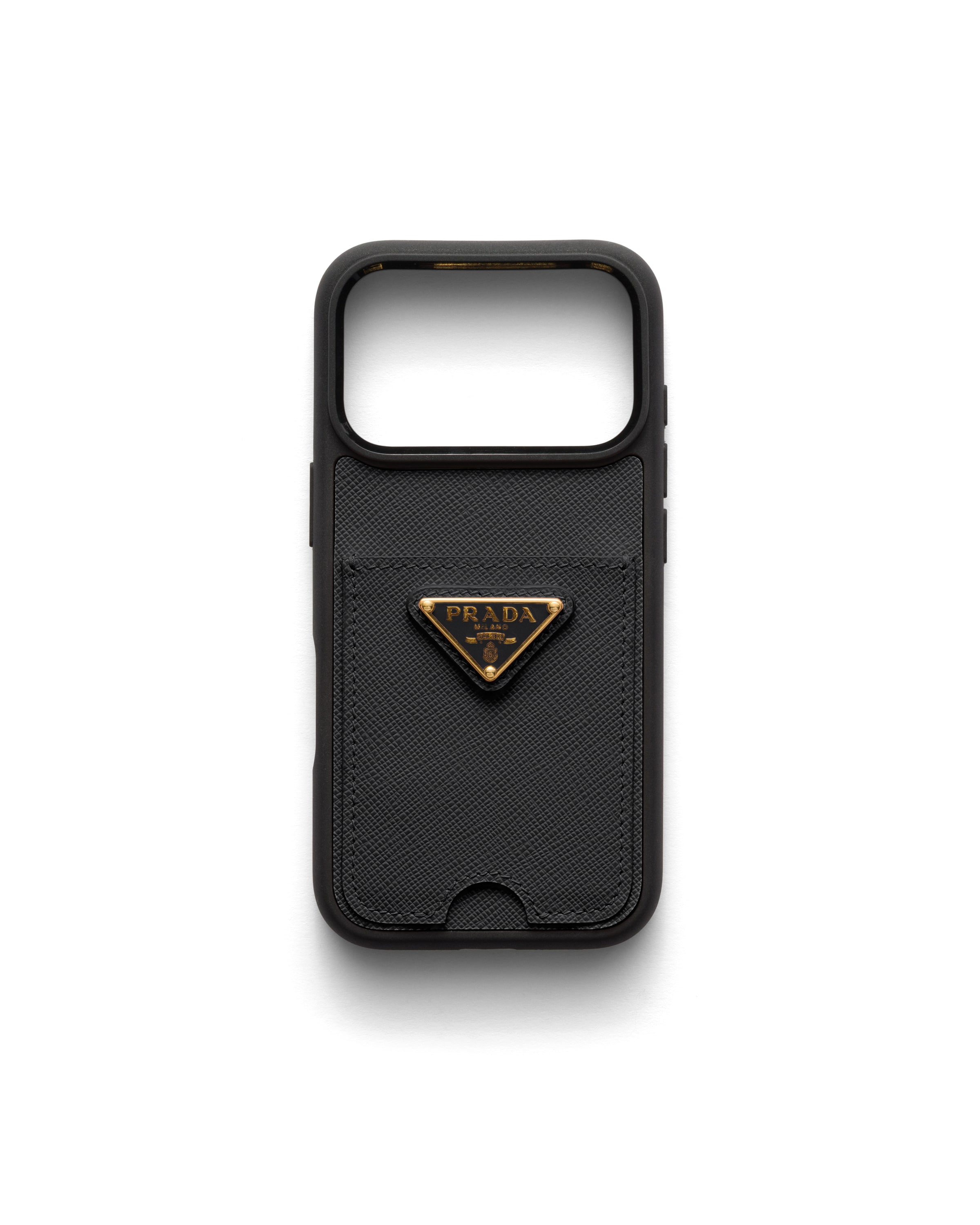 Prada Leather Iphone 17 Pro Case In Black