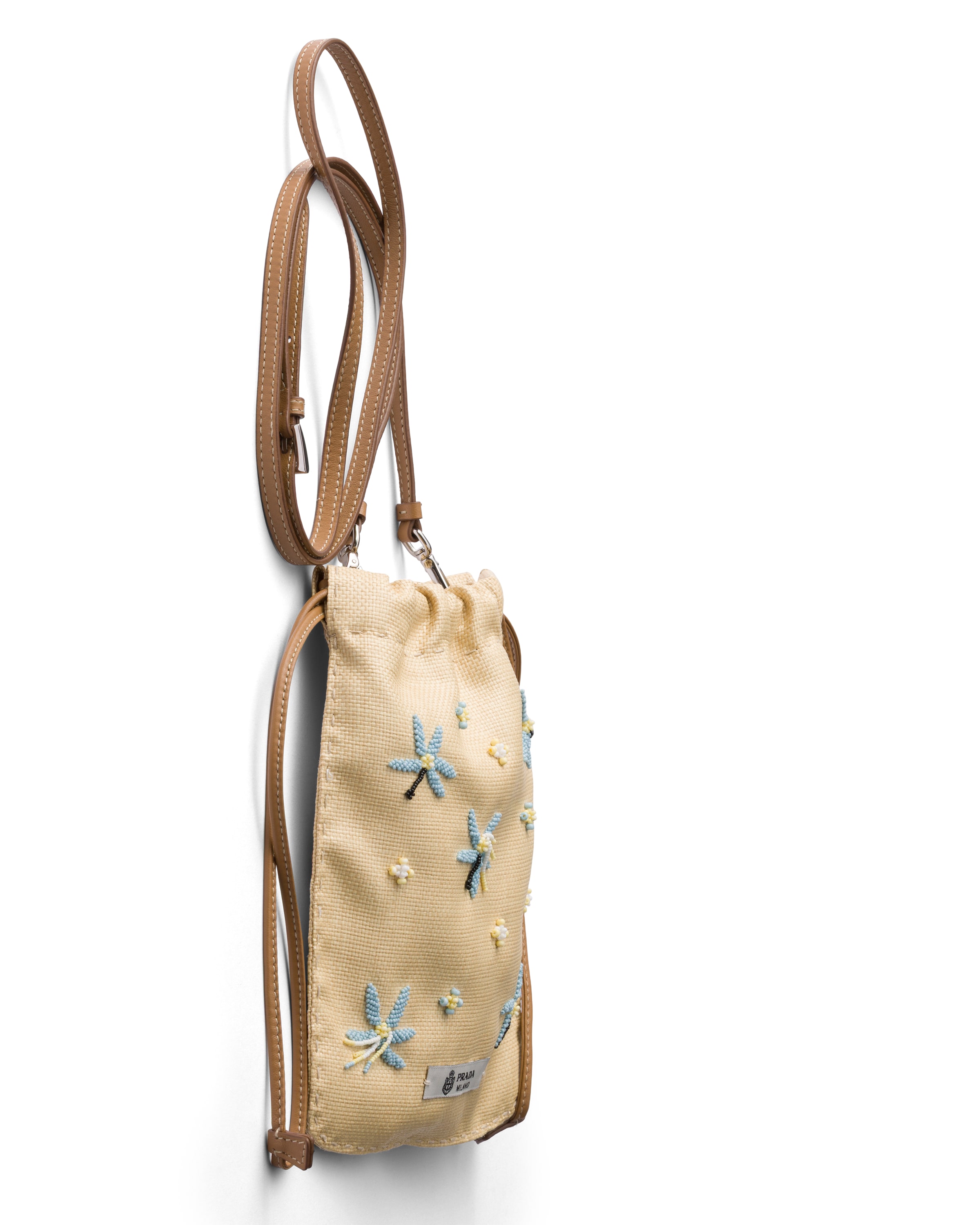 Prada Embroidered Canvas Smartphone Case In Neutral