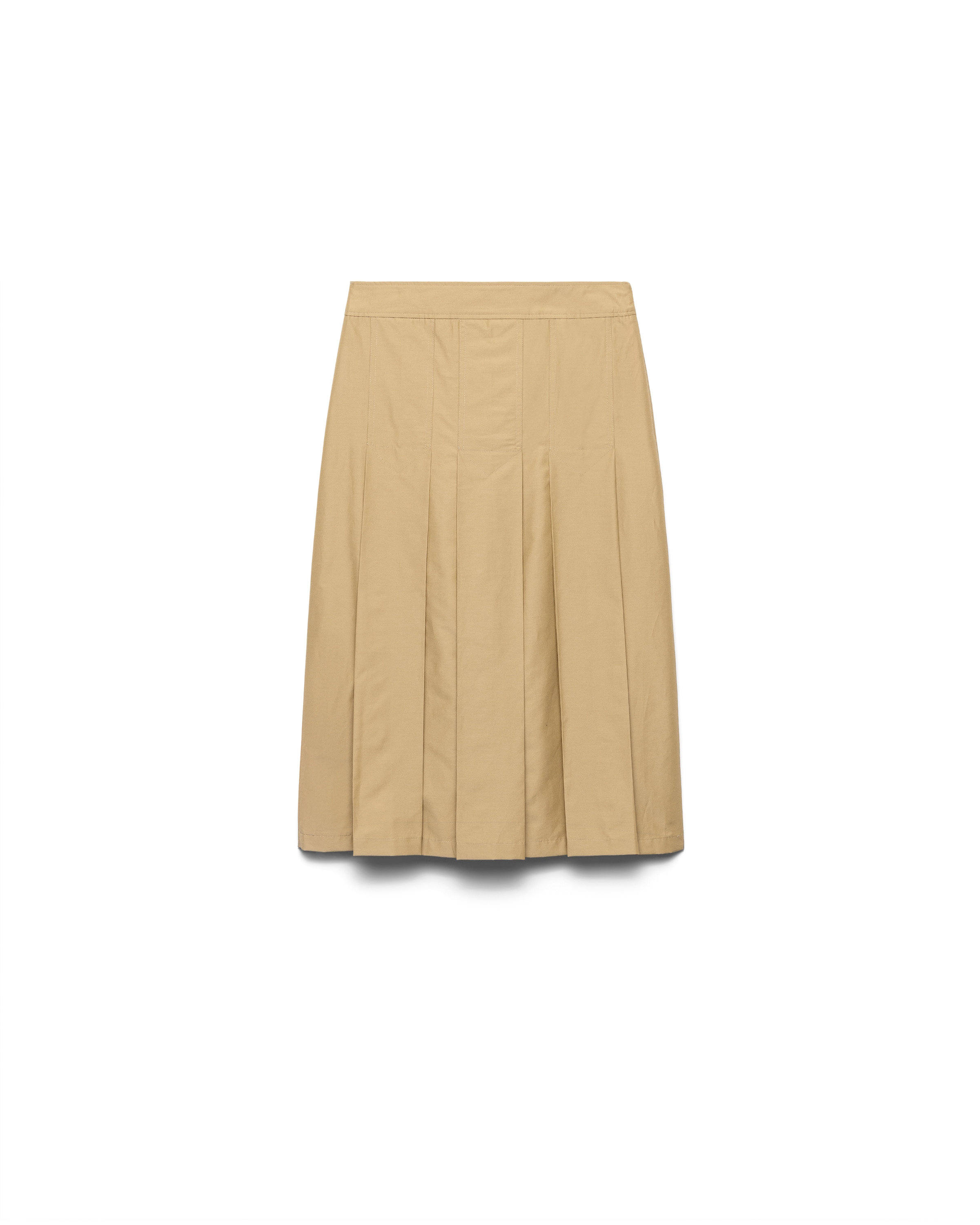 Prada Falda Plisada De Tejido Técnico, Mujer, Beige Corcho, Talla 44