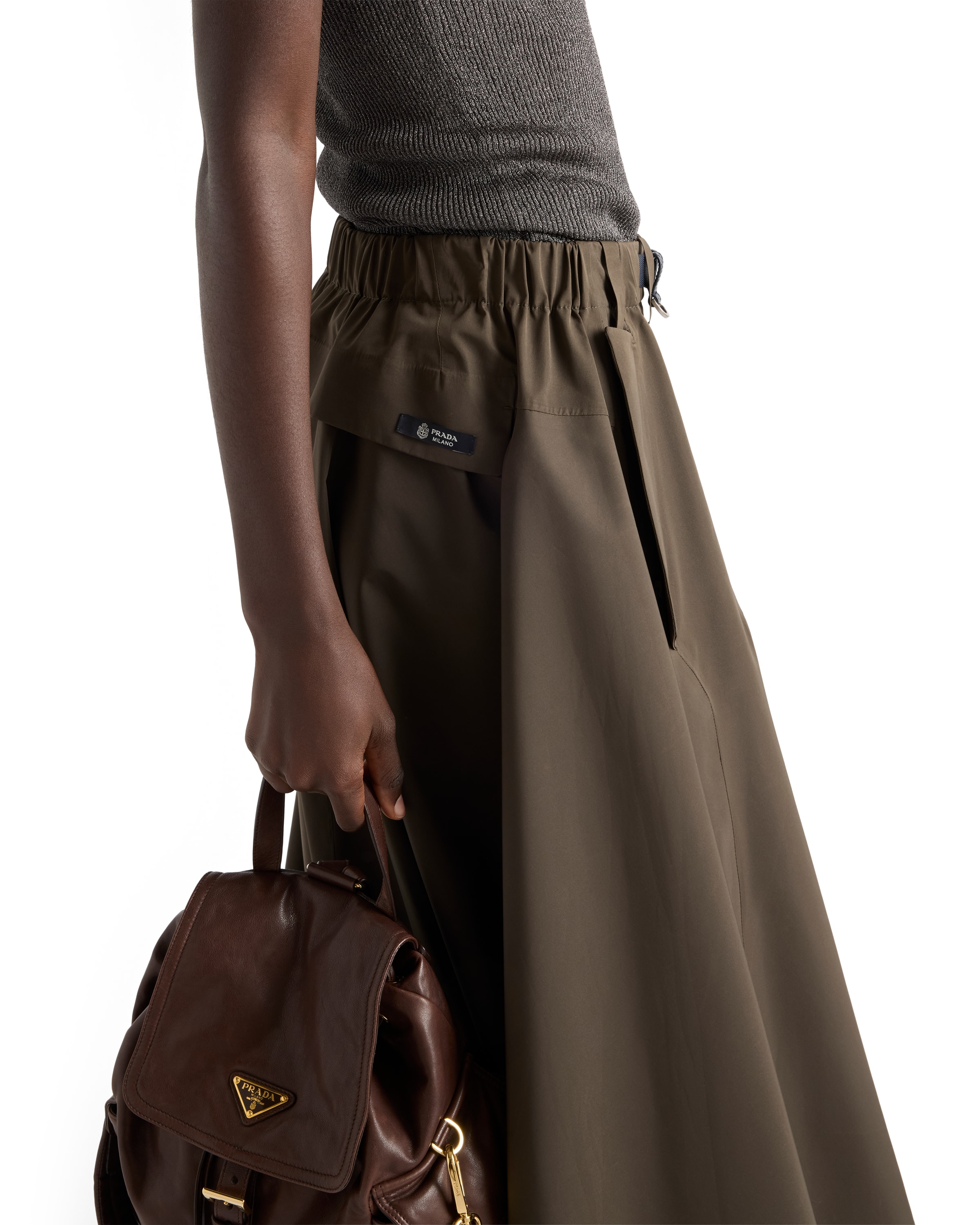 Prada Skirt Featuring Belt Loops And Flap Detail In Black