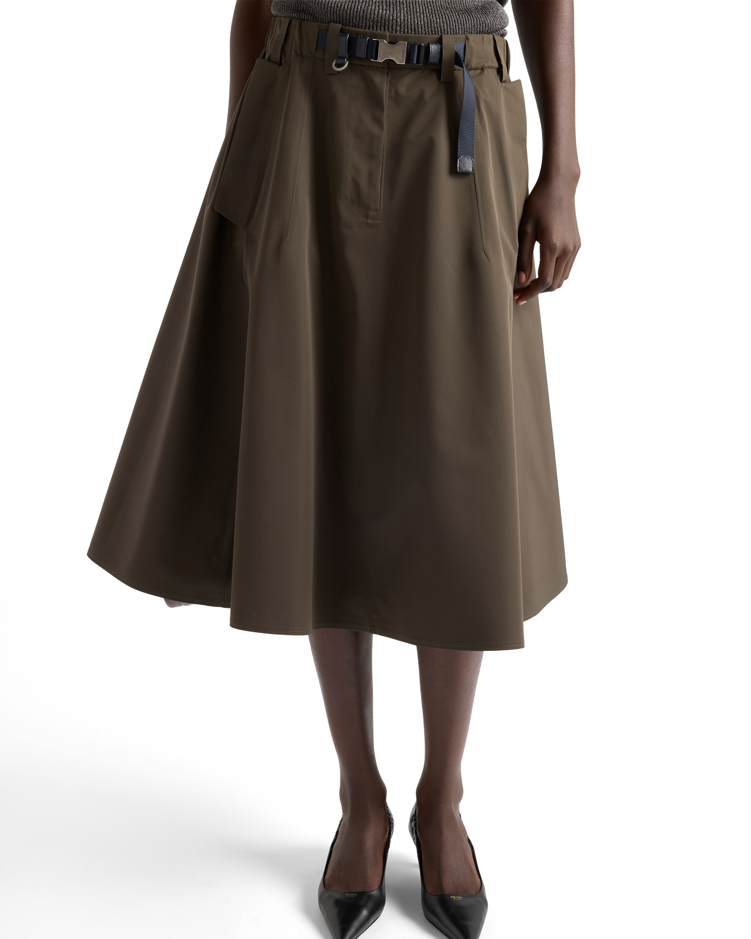 Prada Skirt Featuring Belt Loops And Flap Detail In Black