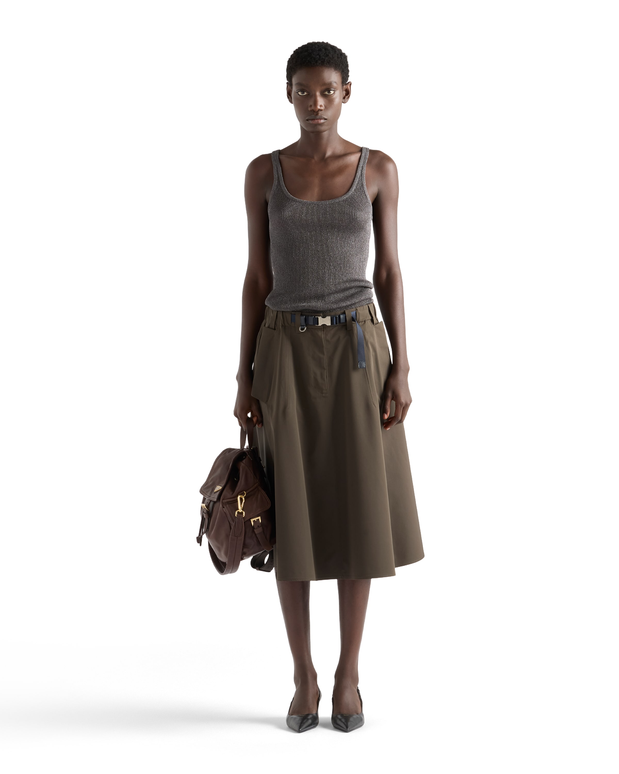 Prada Skirt Featuring Belt Loops And Flap Detail In Black