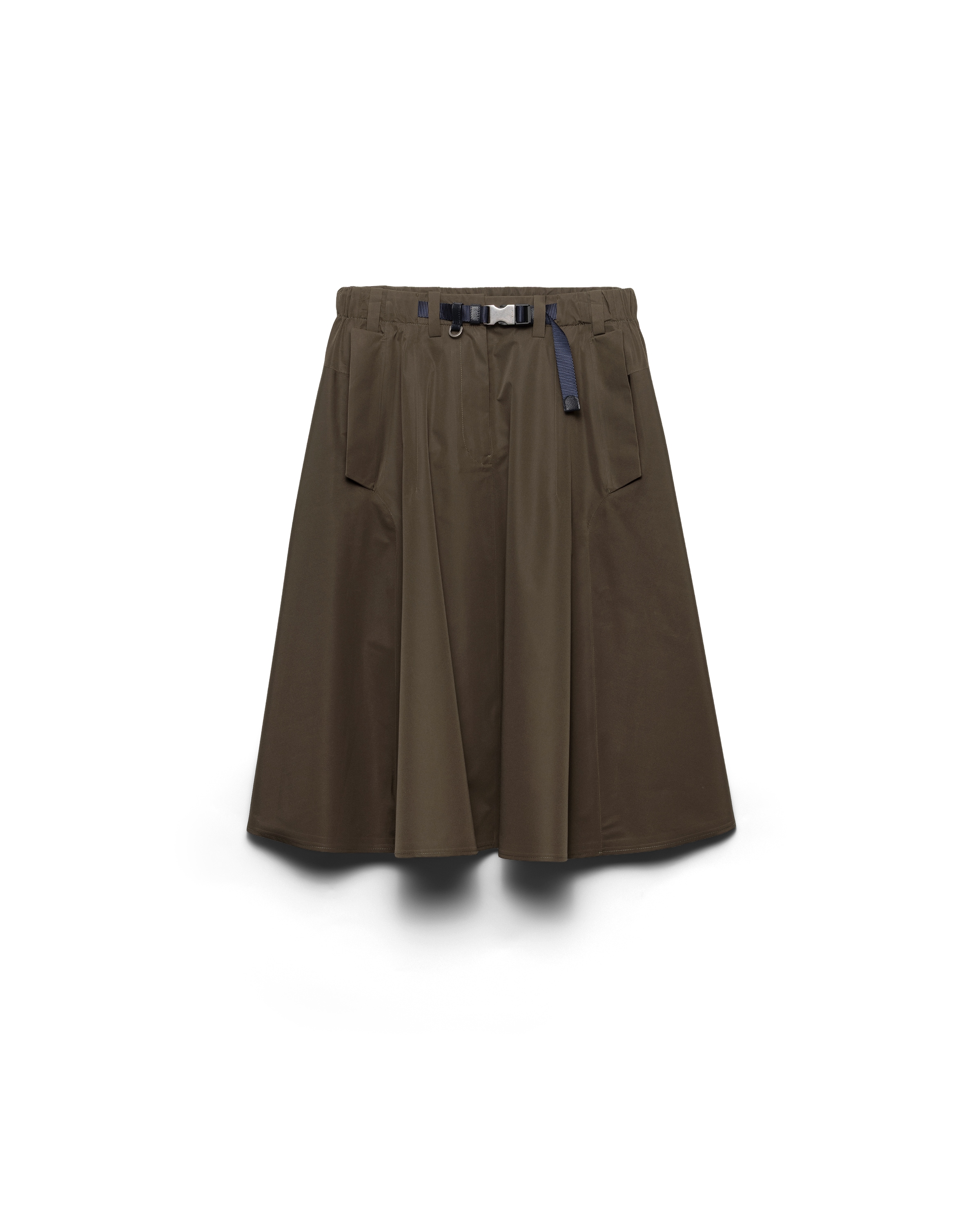 Prada Falda Circular De Tejido Técnico, Mujer, Verde Camuflaje, Talla 38