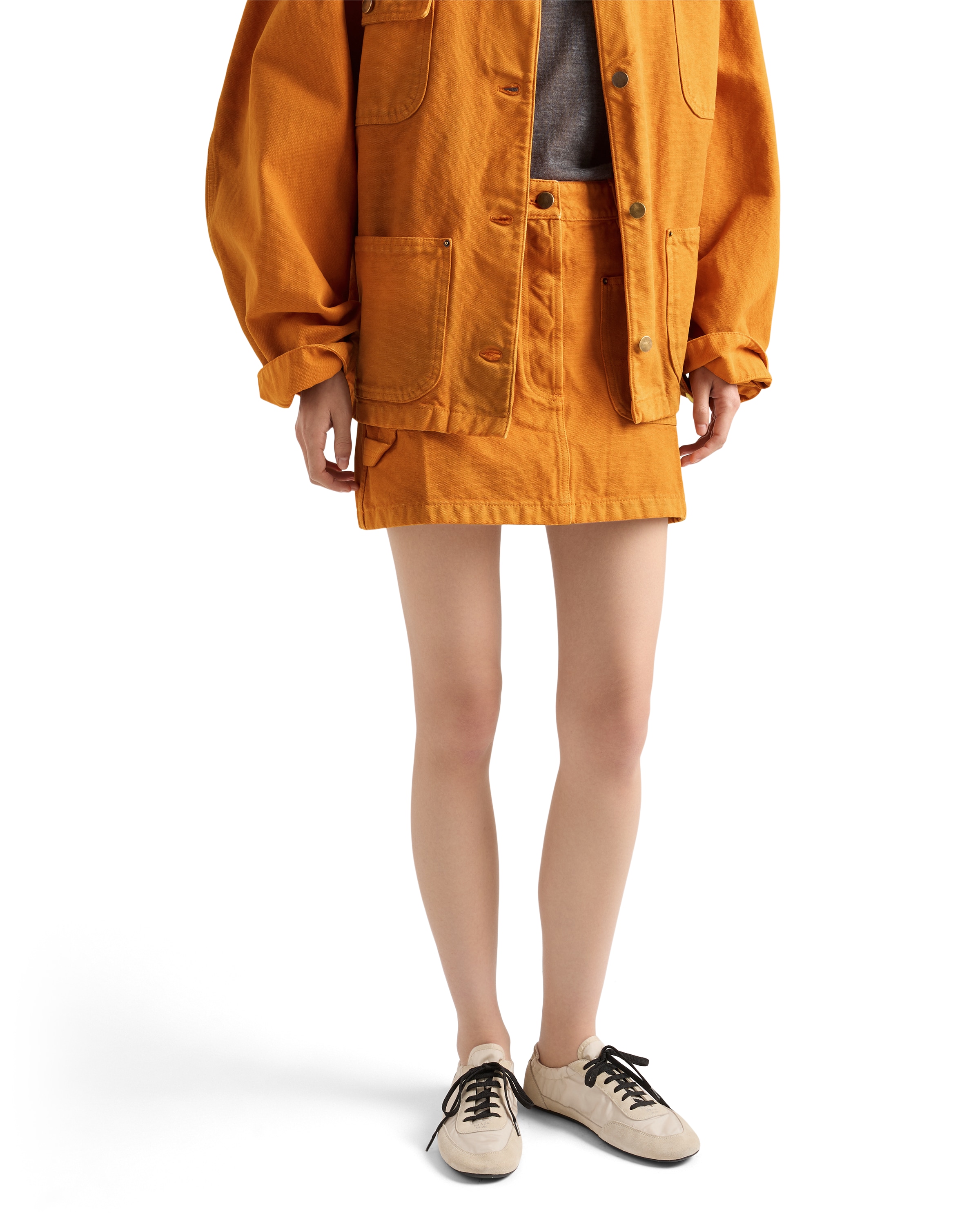 Prada Women's Canvas Mini-skirt In Orange