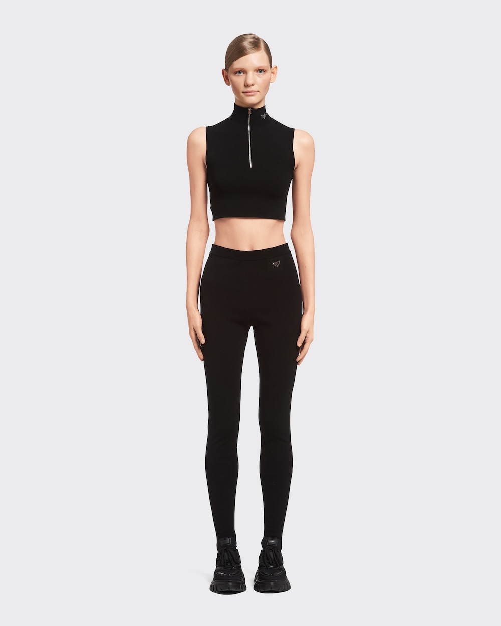 Black Viscose and wool leggings | Prada