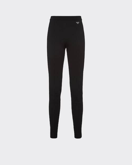 Leggings de viscosa y lana Negro | Prada