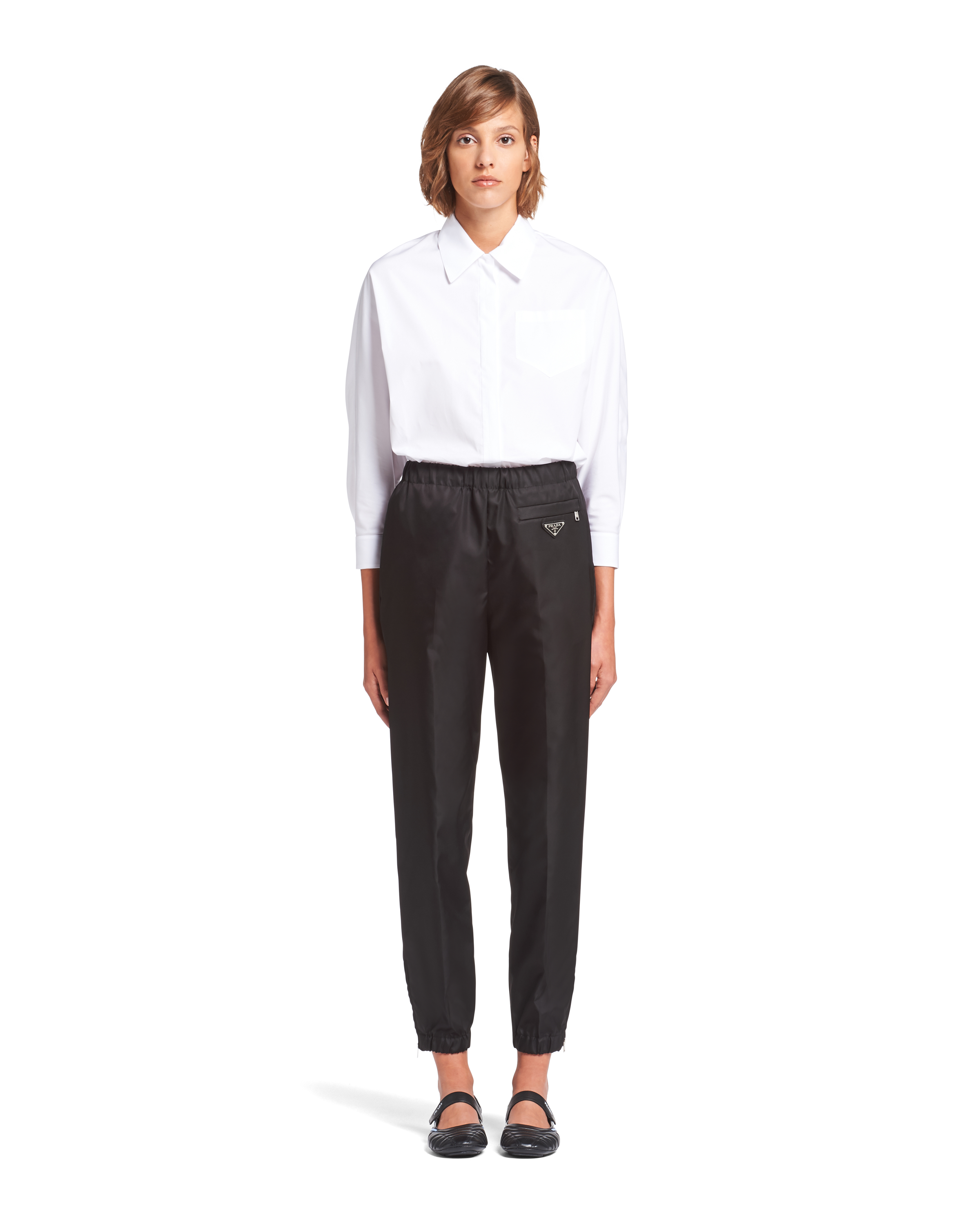 Prada nylon gabardine trousers clearance