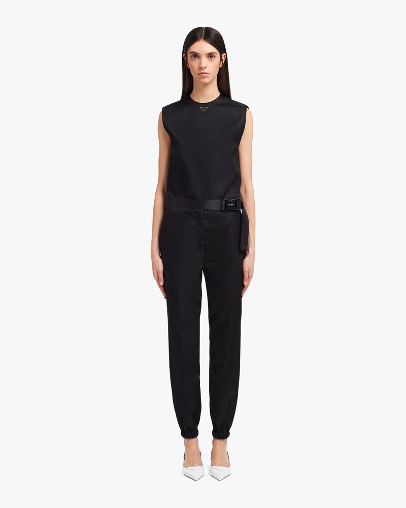 prada black nylon gabardine trousers