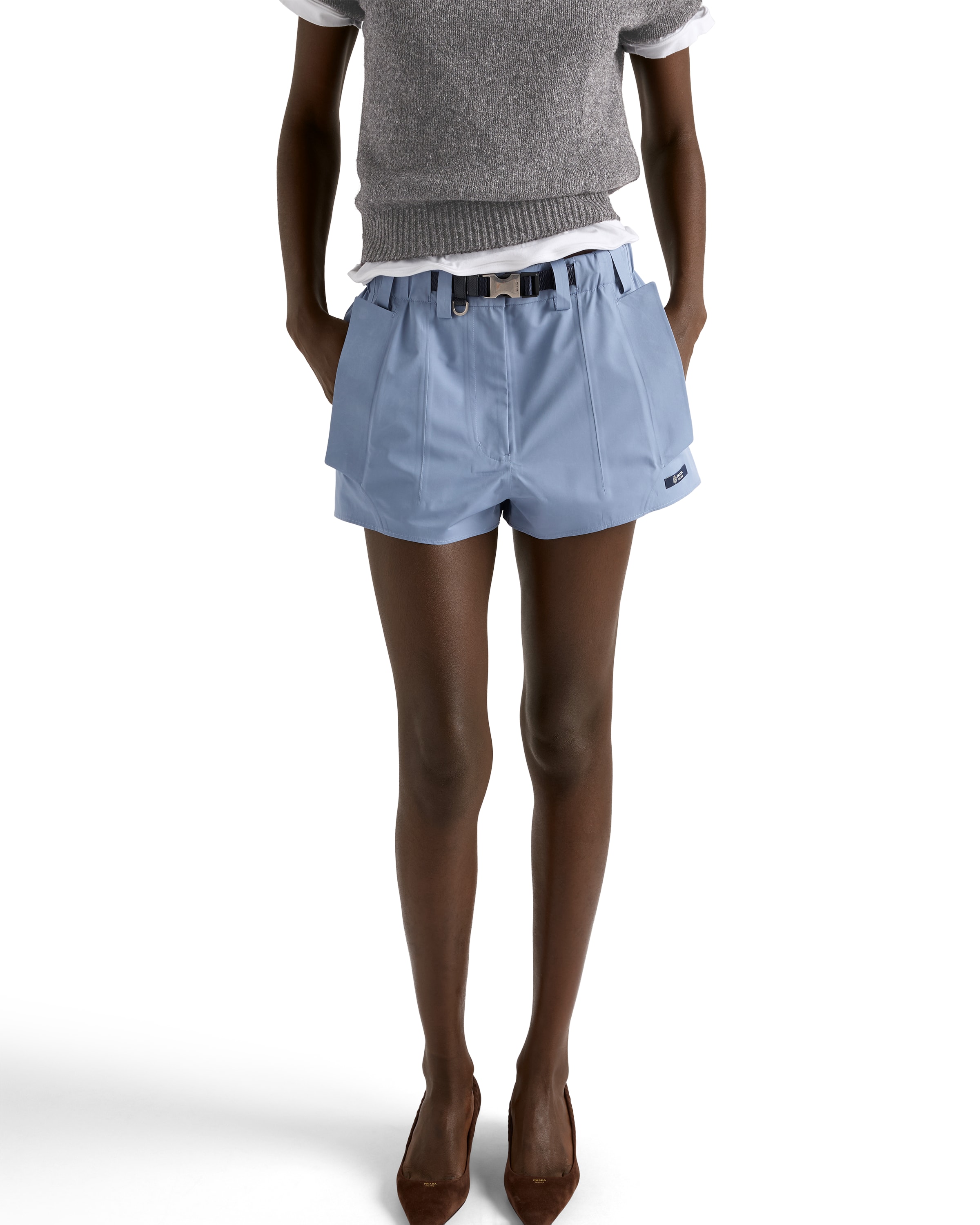Prada Technical Canvas Shorts In Blue